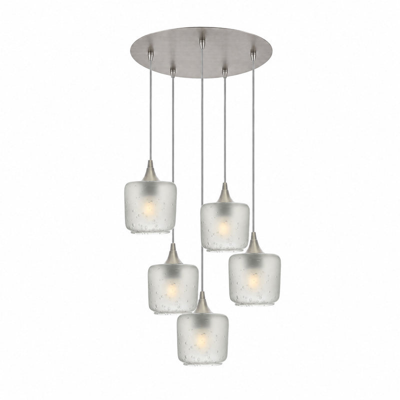 601 5 Pendant Cascade Chandelier — Celestial / Eco Clear / Brushed Nickel - 4ft Downrod