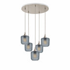 601 5 Pendant Cascade Chandelier-Glass-Bicycle Glass Co-Celestial-Slate Gray-Brushed Nickel - 4ft Cord-Bicycle Glass Co