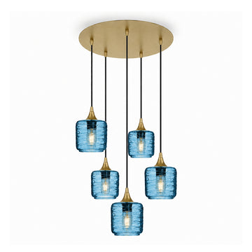 Spun / Steel Blue / Polished Brass - 4ft Cord