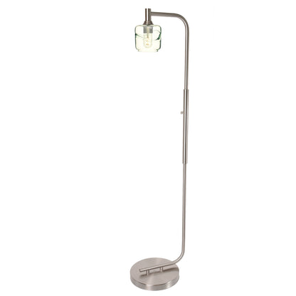 601 Floor Lamp-Glass-Bicycle Glass Co - Hotshop-Lunar-Steel Blue-Brushed Nickel-Bicycle Glass Co