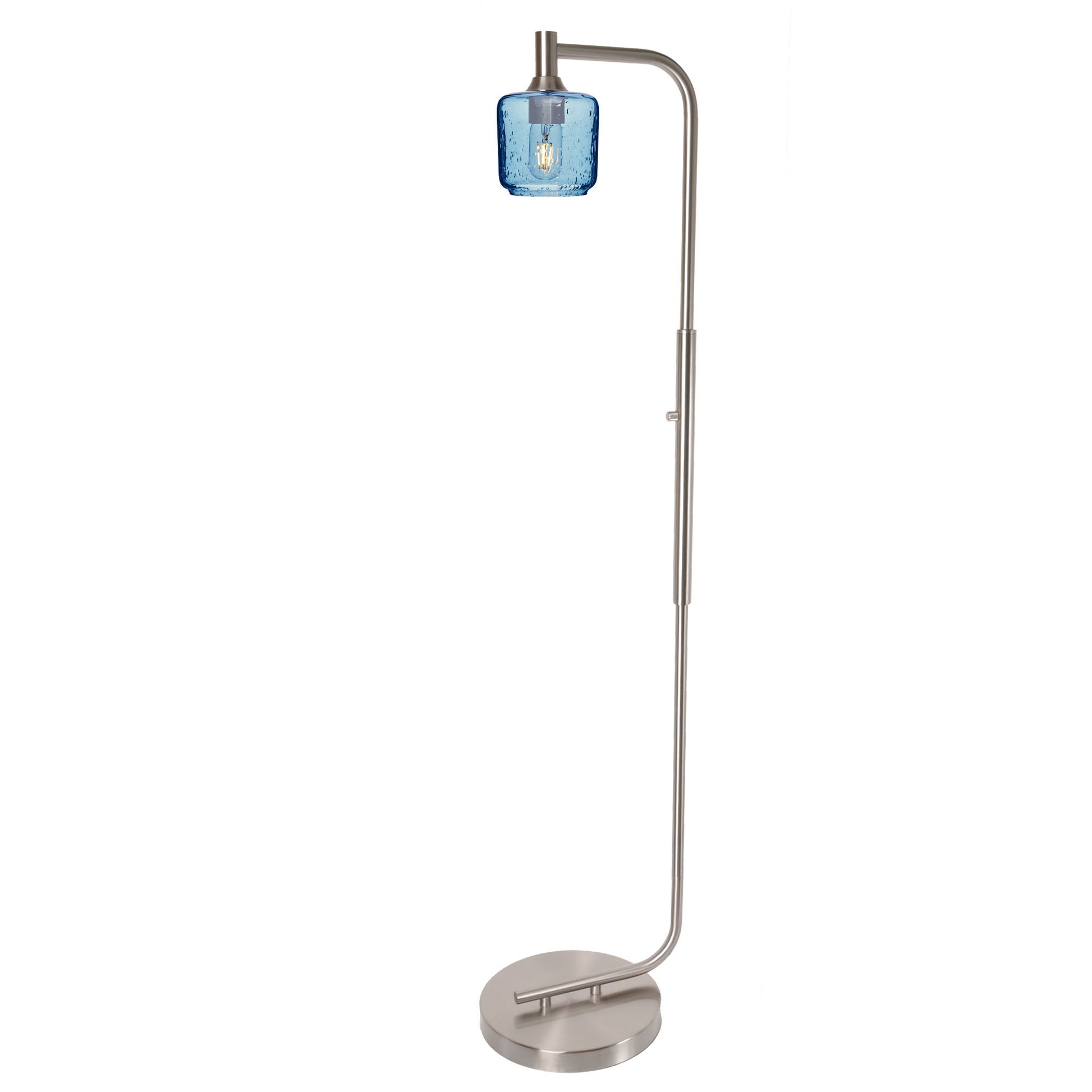 601 Floor Lamp-Glass-Bicycle Glass Co - Hotshop-Lunar-Steel Blue-Brushed Nickel-Bicycle Glass Co