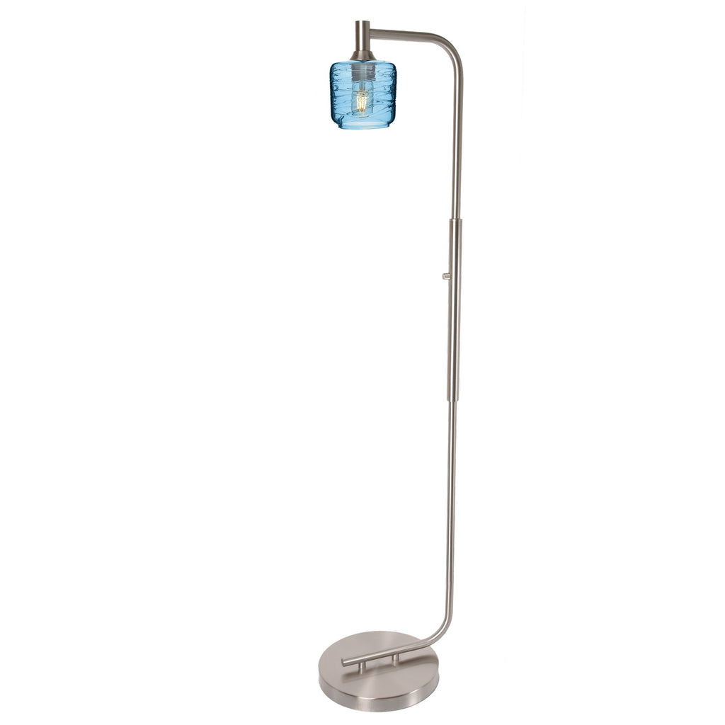 601 Floor Lamp-Glass-Bicycle Glass Co - Hotshop-Lunar-Steel Blue-Brushed Nickel-Bicycle Glass Co