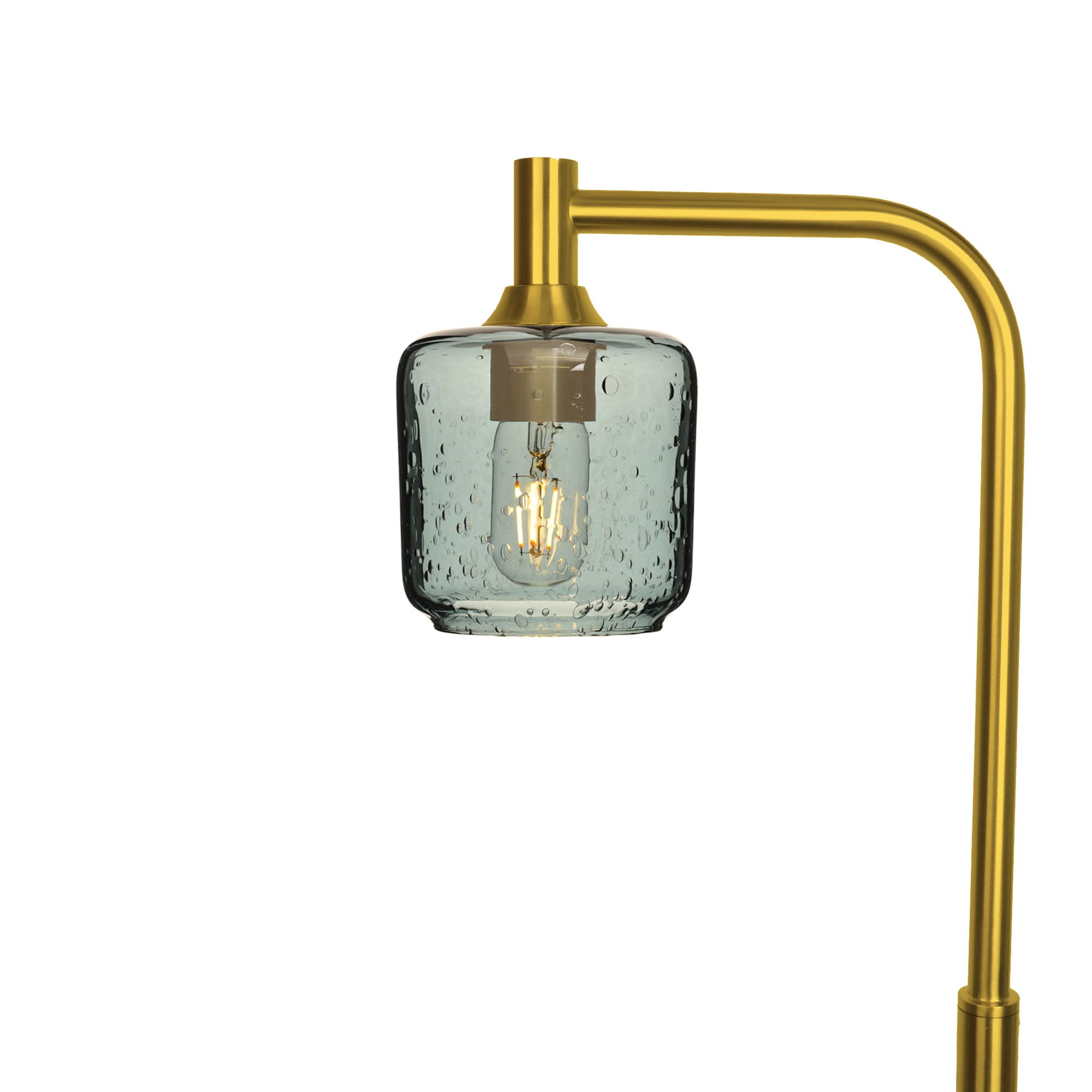 601 Floor Lamp-Glass-Bicycle Glass Co - Hotshop-Lunar-Slate Gray-Polished Brass-Bicycle Glass Co