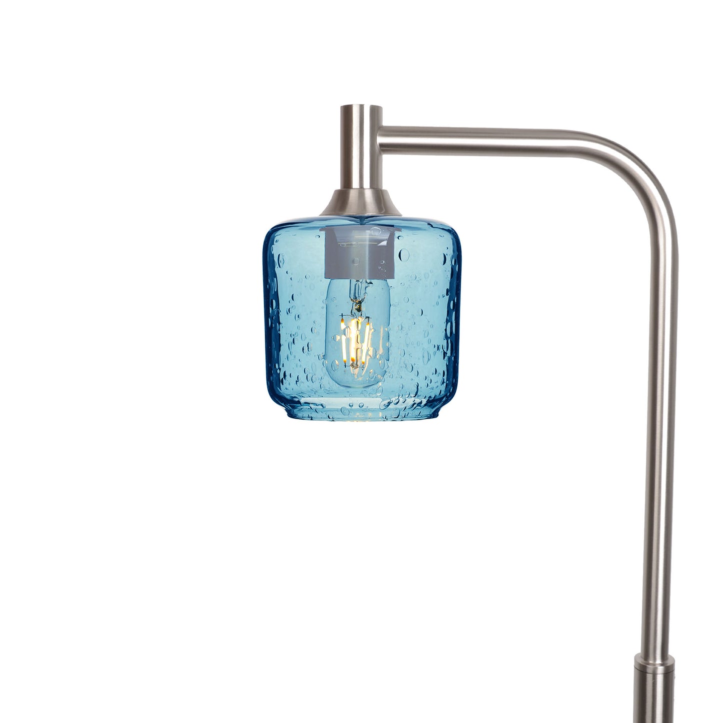 601 Floor Lamp-Glass-Bicycle Glass Co - Hotshop-Lunar-Steel Blue-Brushed Nickel-Bicycle Glass Co