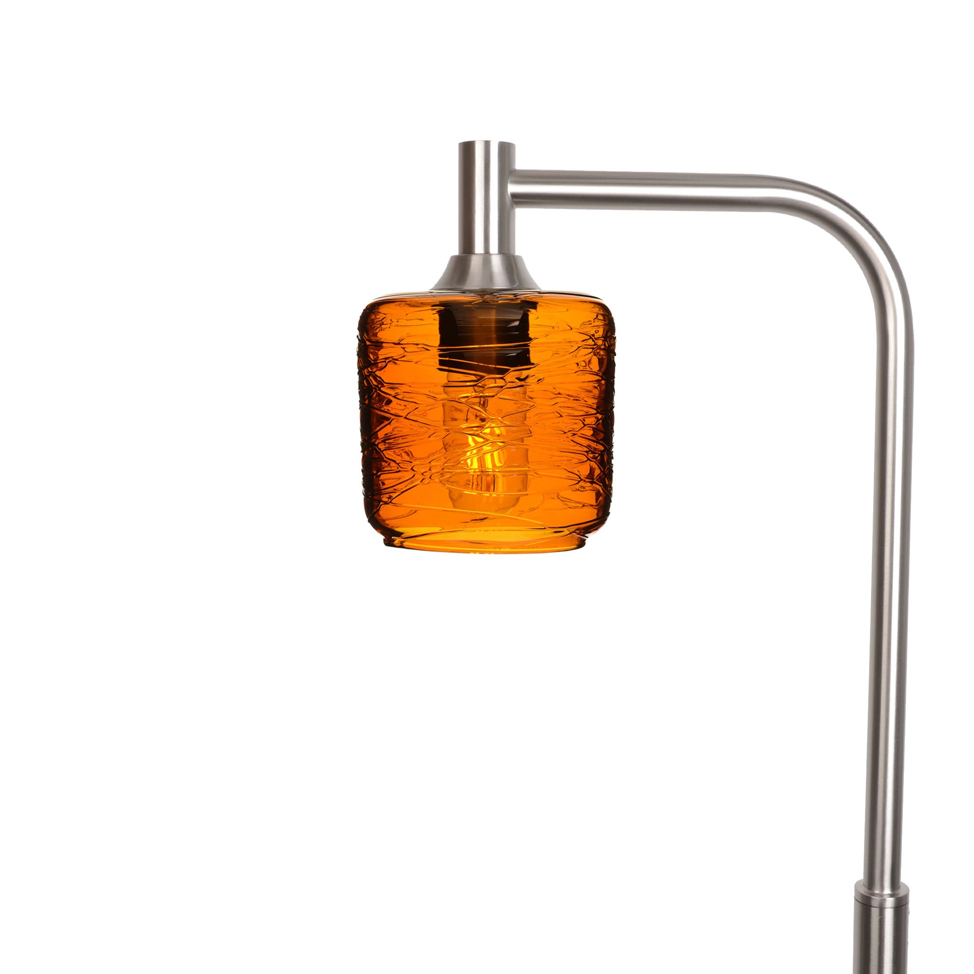 601 Floor Lamp-Glass-Bicycle Glass Co - Hotshop-Spun-Golden Amber-Brushed Nickel-Bicycle Glass Co