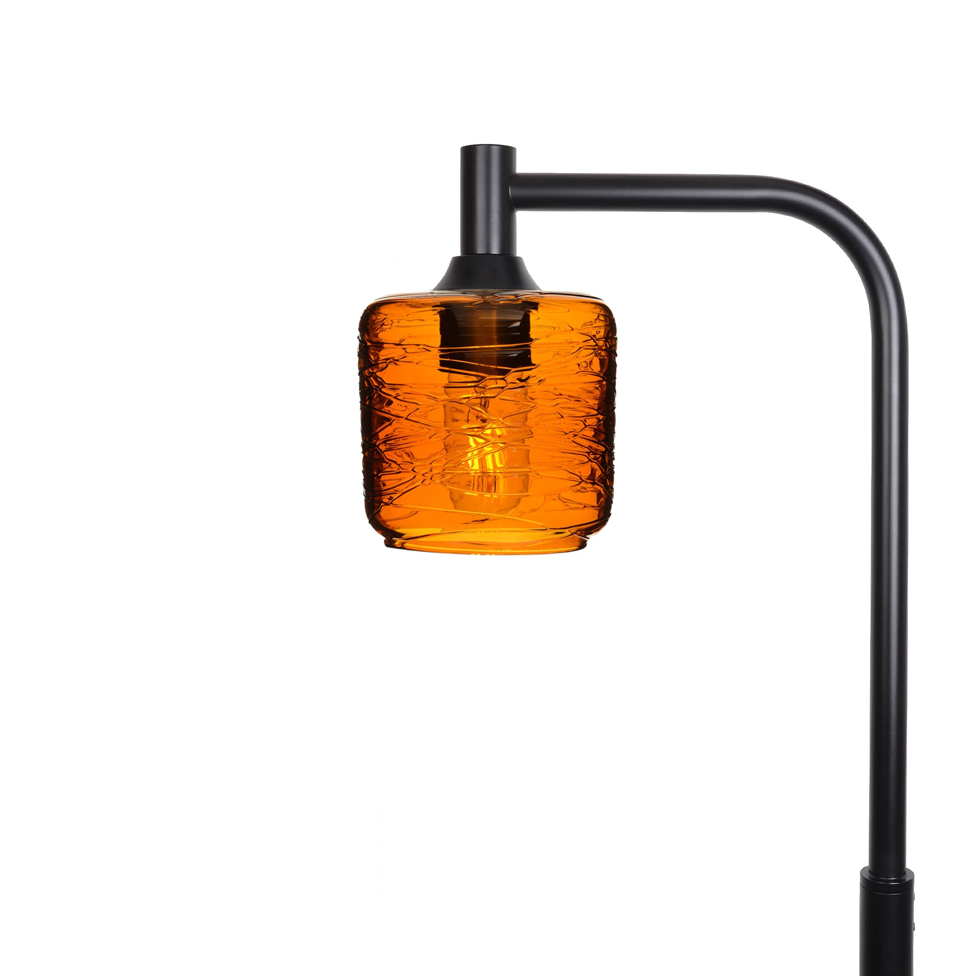 601 Floor Lamp-Glass-Bicycle Glass Co - Hotshop-Spun-Golden Amber-Matte Black-Bicycle Glass Co