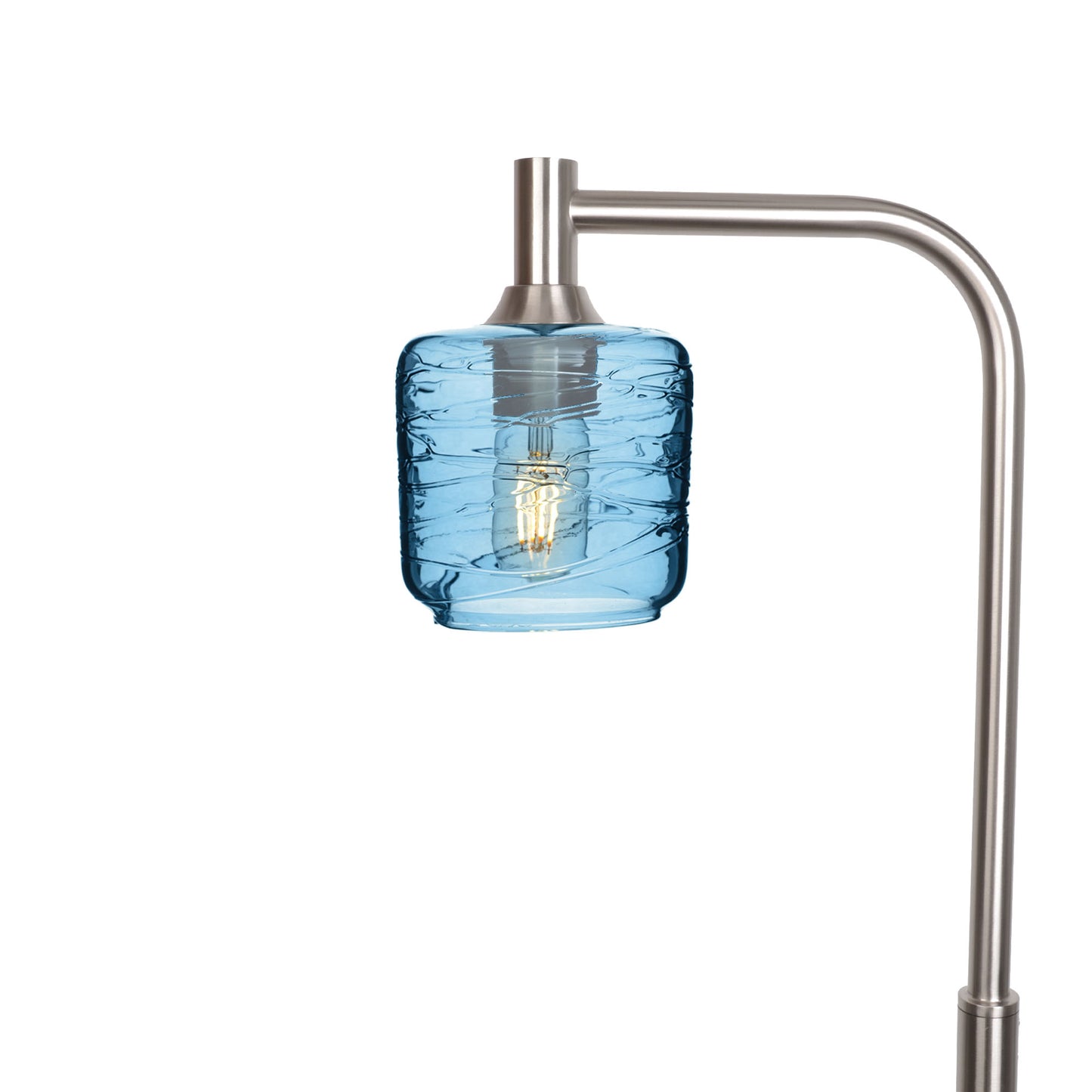 601 Floor Lamp-Glass-Bicycle Glass Co - Hotshop-Spun-Steel Blue-Brushed Nickel-Bicycle Glass Co
