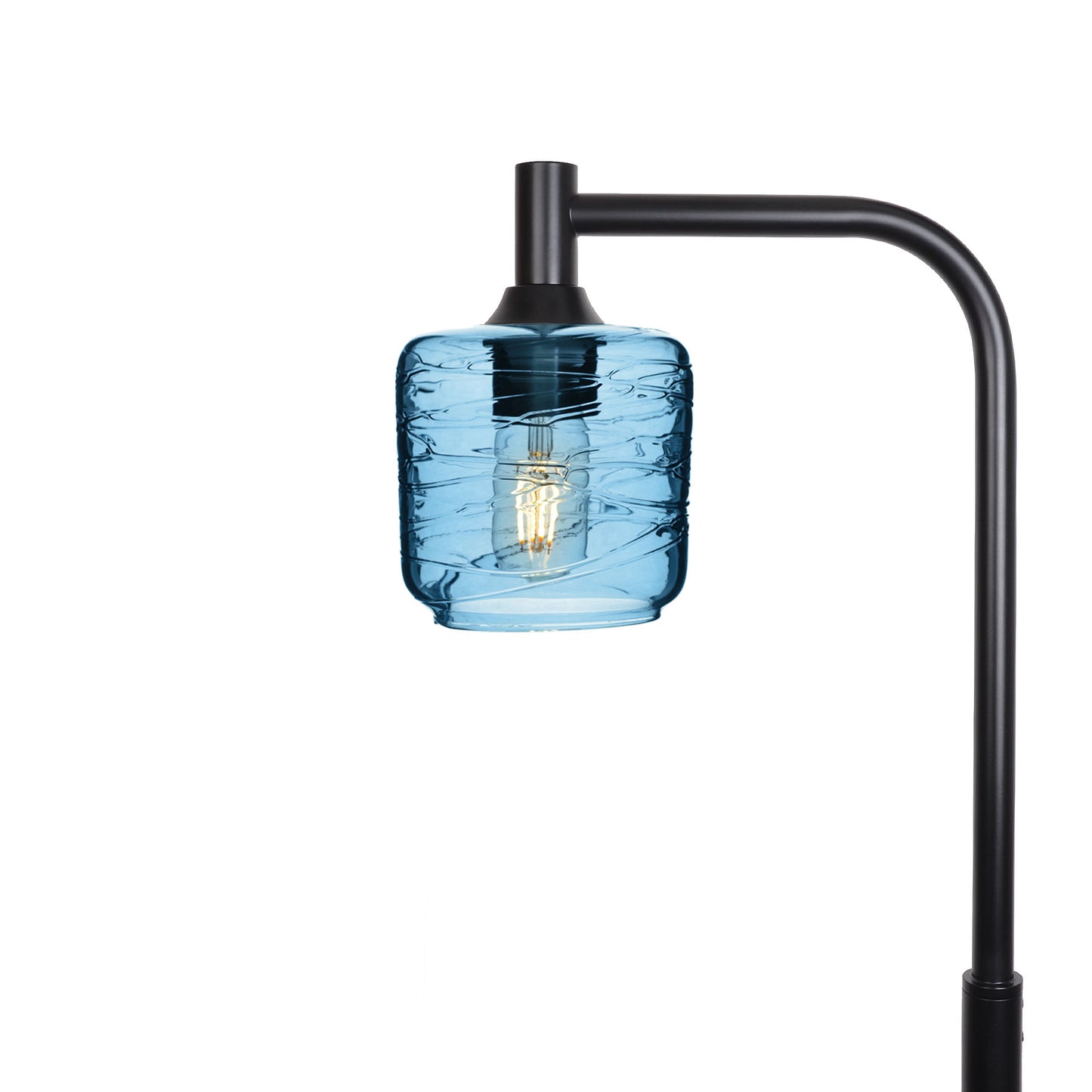 601 Floor Lamp-Glass-Bicycle Glass Co - Hotshop-Spun-Steel Blue-Matte Black-Bicycle Glass Co