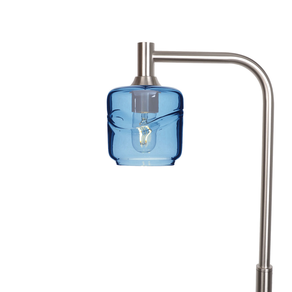 601 Floor Lamp-Glass-Bicycle Glass Co - Hotshop-Swell-Steel Blue-Brushed Nickel-Bicycle Glass Co