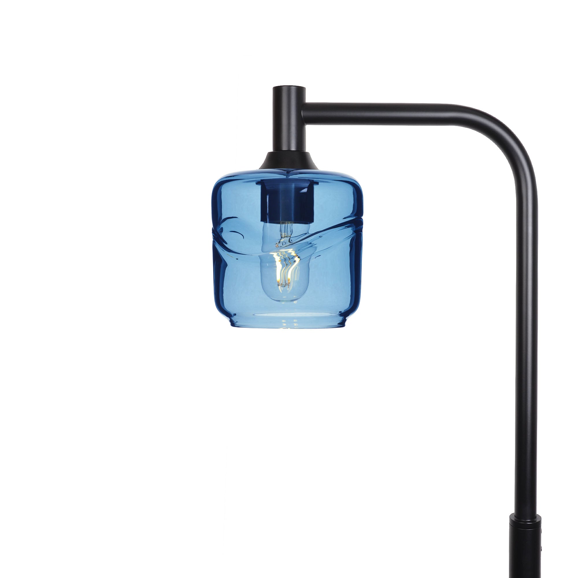 601 Floor Lamp-Glass-Bicycle Glass Co - Hotshop-Swell-Steel Blue-Matte Black-Bicycle Glass Co