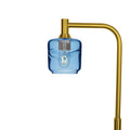 601 Floor Lamp-Glass-Bicycle Glass Co - Hotshop-Swell-Steel Blue-Polished Brass-Bicycle Glass Co
