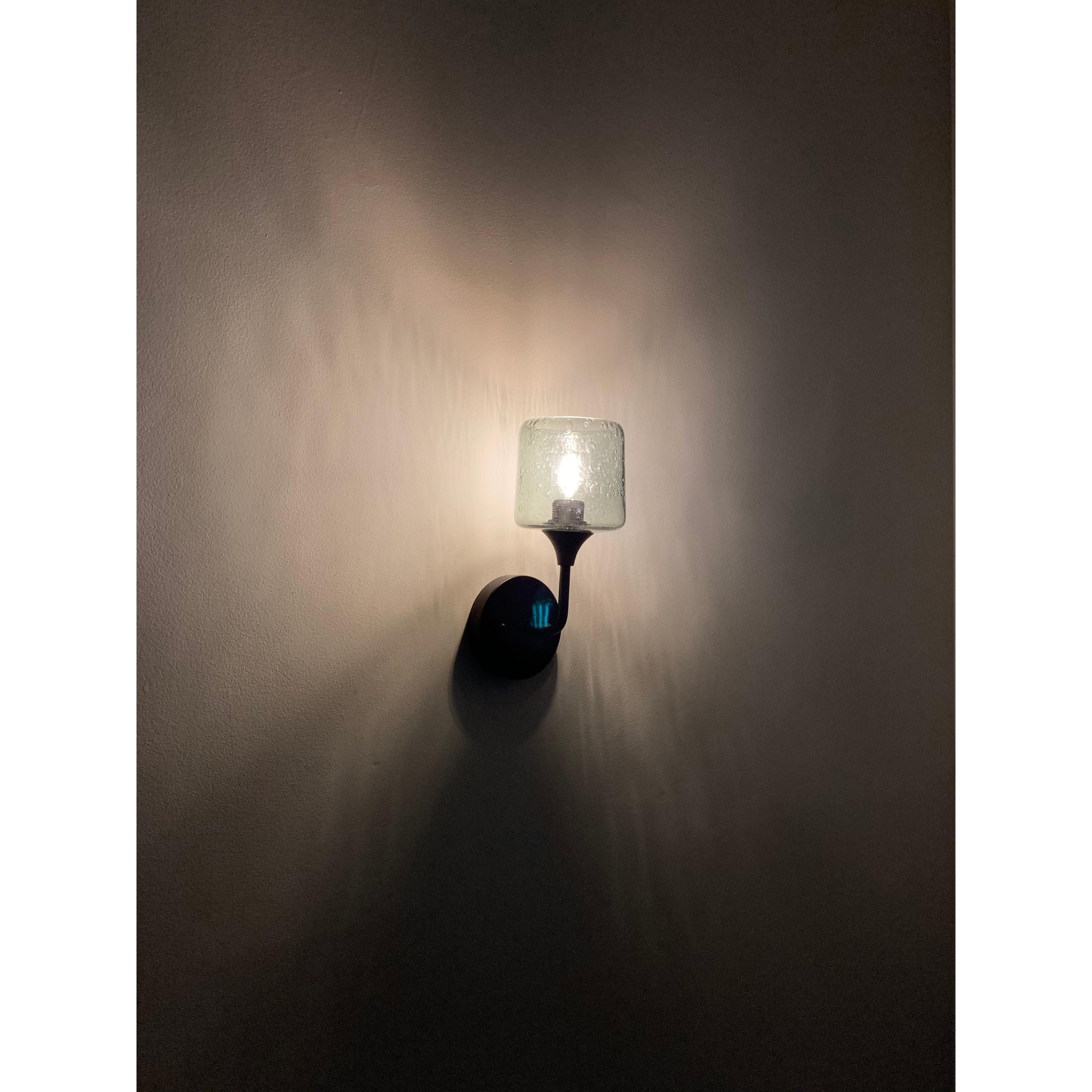 601 Interior Wall Sconce-Glass-Bicycle Glass Co-Lunar-Steel Blue-Antique Bronze-Bicycle Glass Co