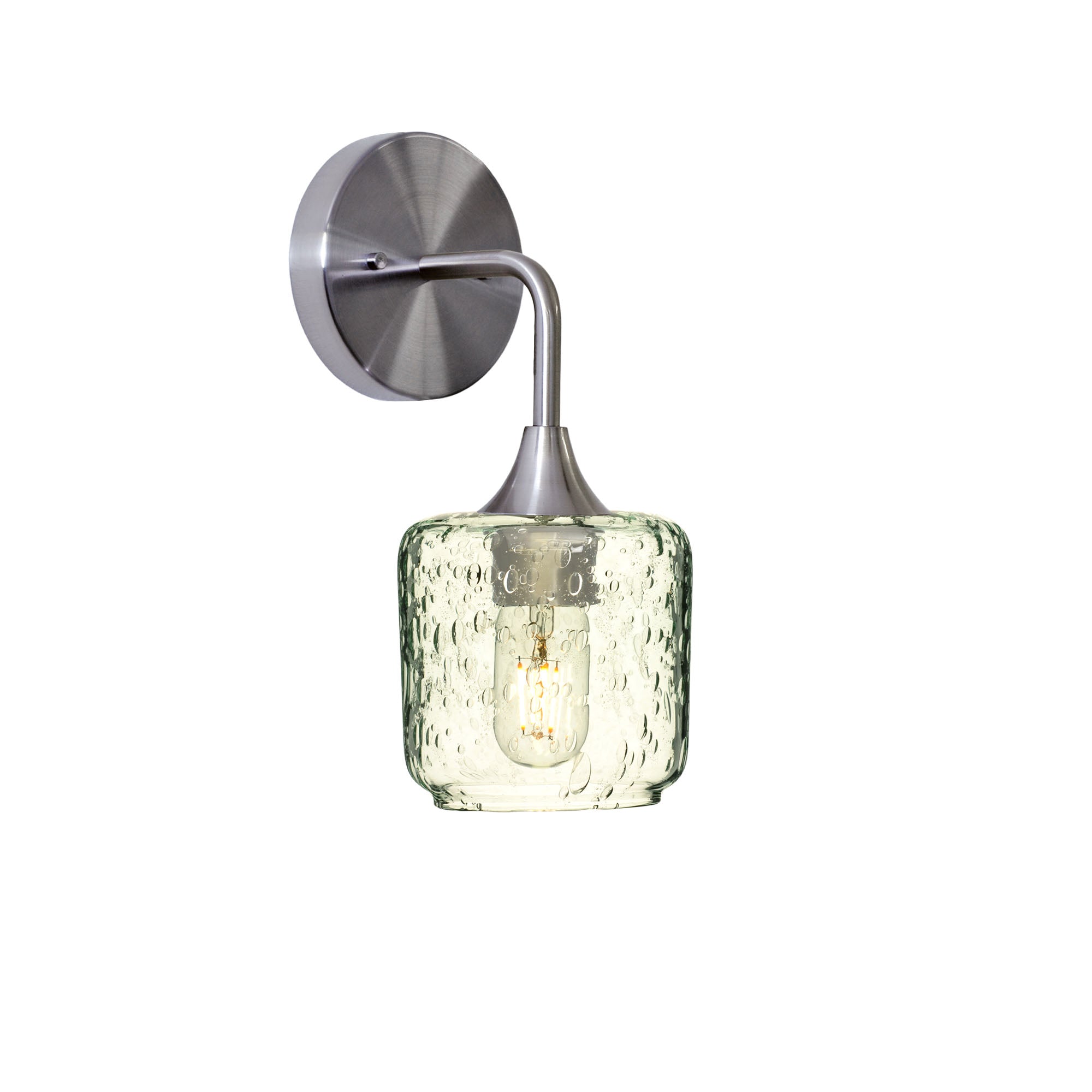 601 Interior Wall Sconce-Glass-Bicycle Glass Co-Lunar-Eco Clear-Brushed Nickel-Bicycle Glass Co