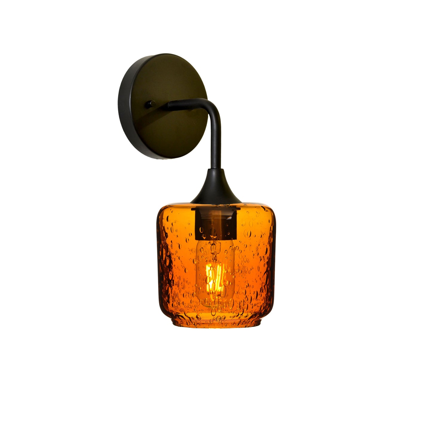 601 Interior Wall Sconce-Glass-Bicycle Glass Co-Lunar-Golden Amber-Matte Black-Bicycle Glass Co
