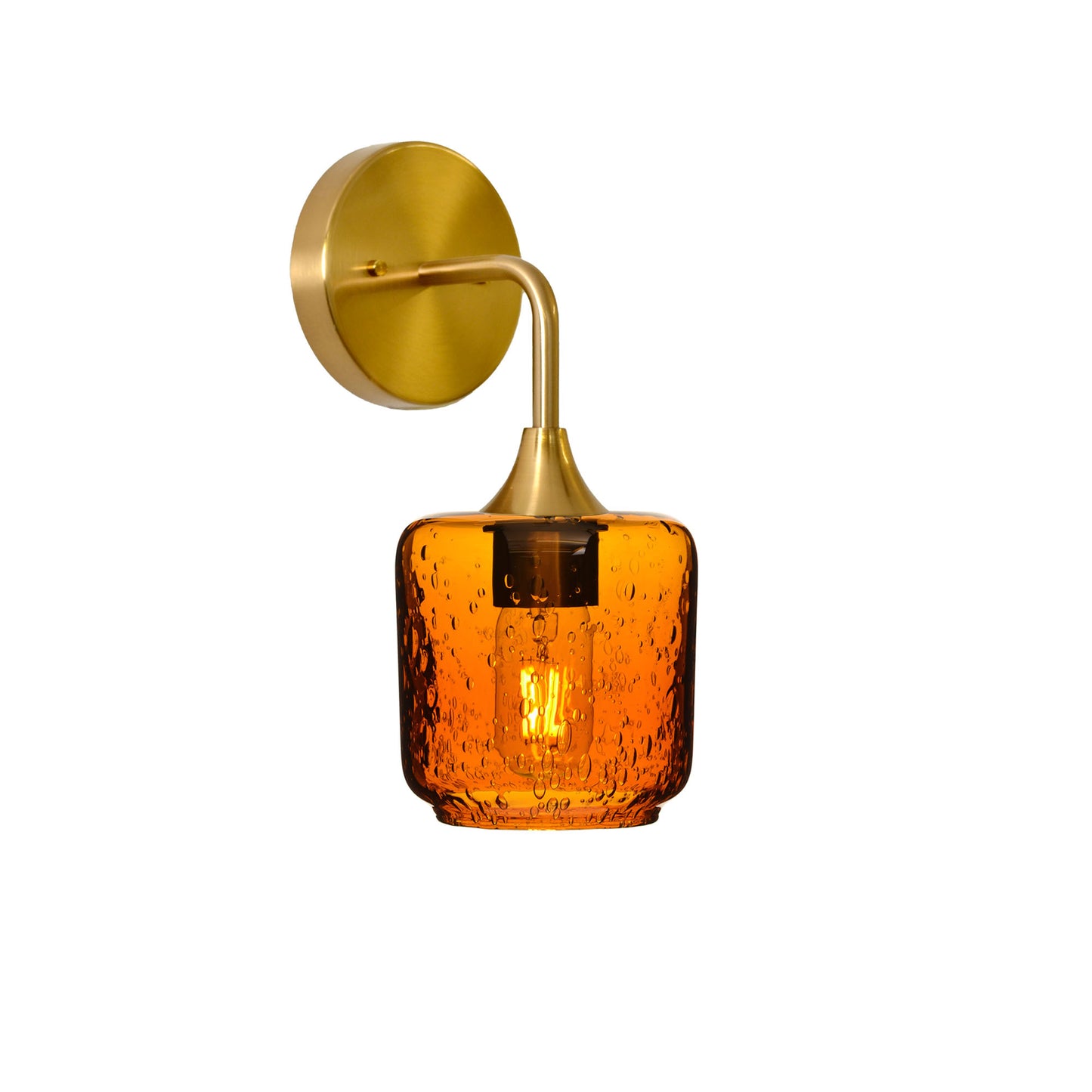 601 Interior Wall Sconce-Glass-Bicycle Glass Co-Lunar-Golden Amber-Polished Brass-Bicycle Glass Co