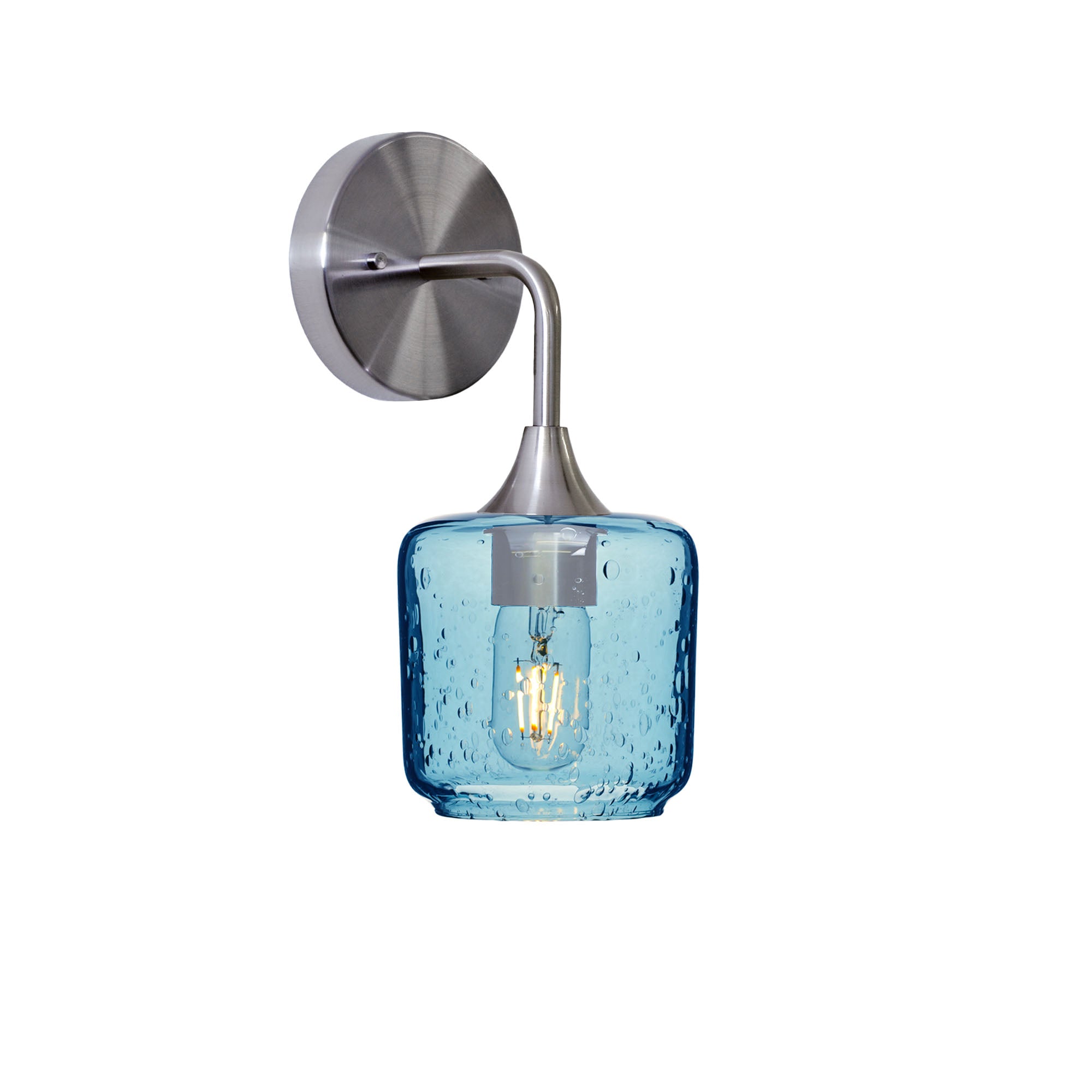 601 Interior Wall Sconce-Glass-Bicycle Glass Co-Lunar-Steel Blue-Brushed Nickel-Bicycle Glass Co