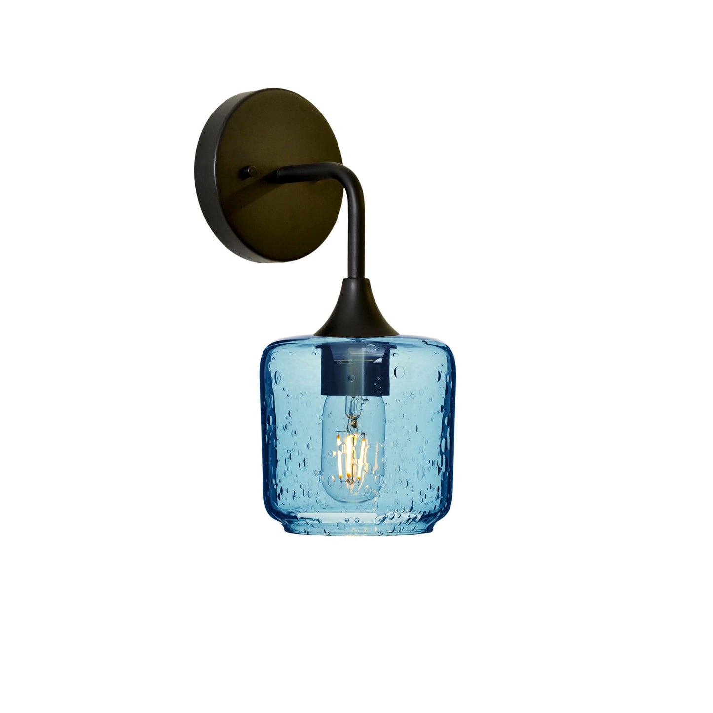 601 Interior Wall Sconce-Glass-Bicycle Glass Co-Lunar-Steel Blue-Matte Black-Bicycle Glass Co