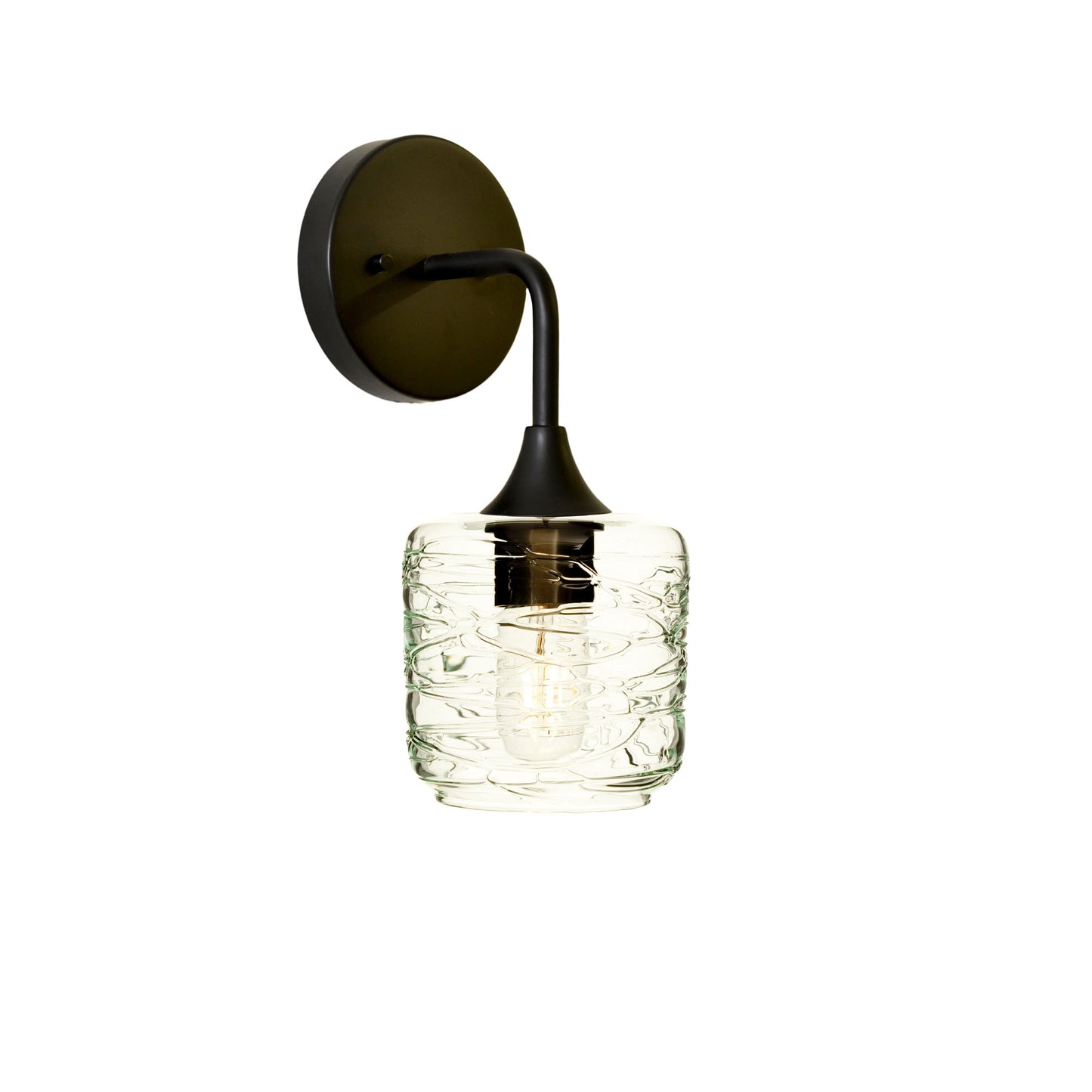 601 Interior Wall Sconce-Glass-Bicycle Glass Co-Spun-Eco Clear-Matte Black-Bicycle Glass Co