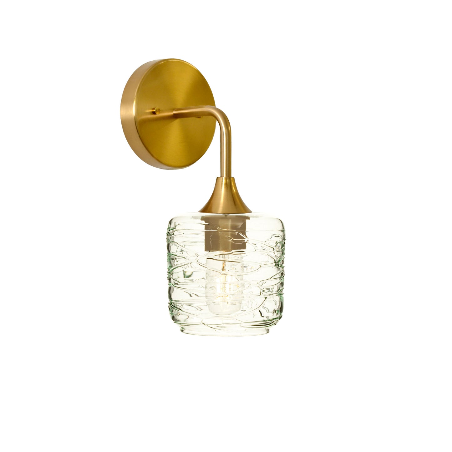 601 Interior Wall Sconce-Glass-Bicycle Glass Co-Spun-Eco Clear-Polished Brass-Bicycle Glass Co