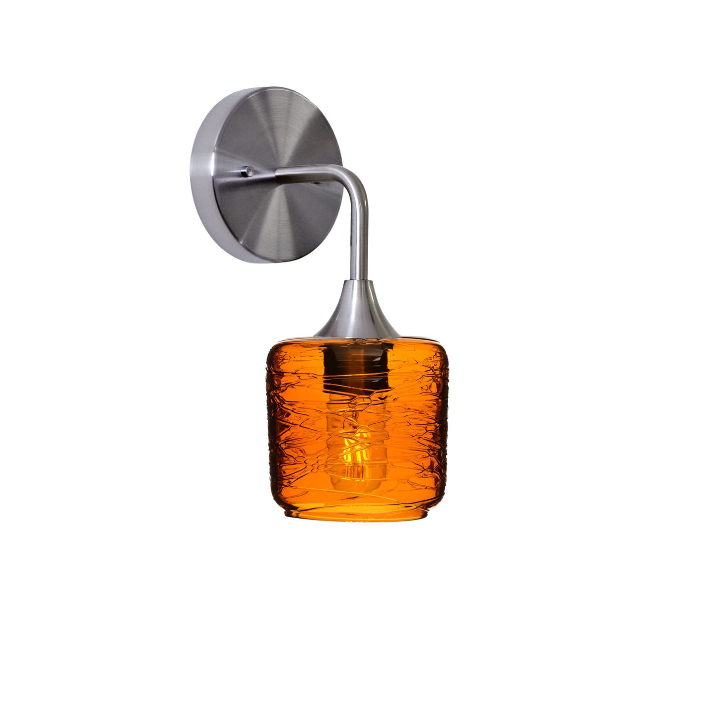 601 Interior Wall Sconce-Glass-Bicycle Glass Co-Spun-Golden Amber-Brushed Nickel-Bicycle Glass Co