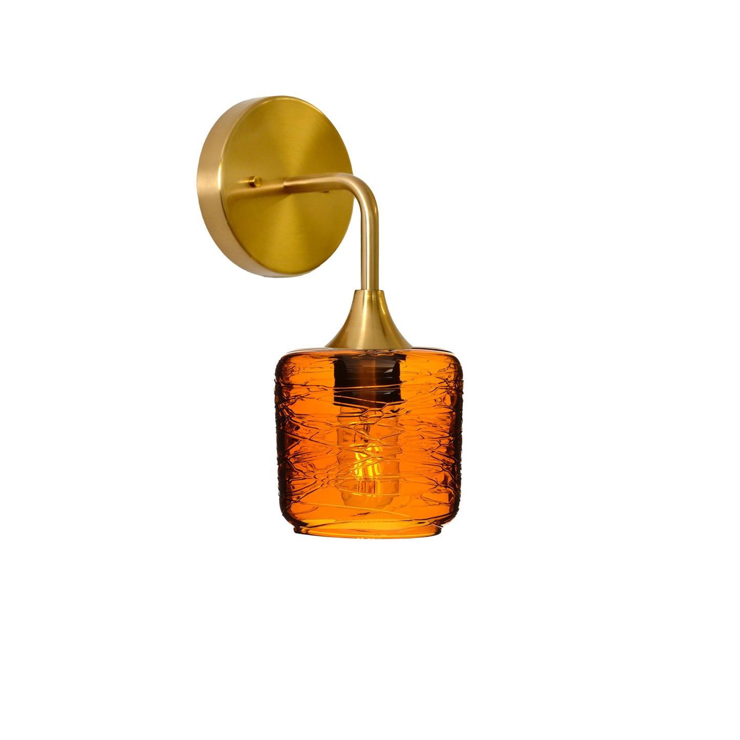 601 Interior Wall Sconce-Glass-Bicycle Glass Co-Spun-Golden Amber-Polished Brass-Bicycle Glass Co