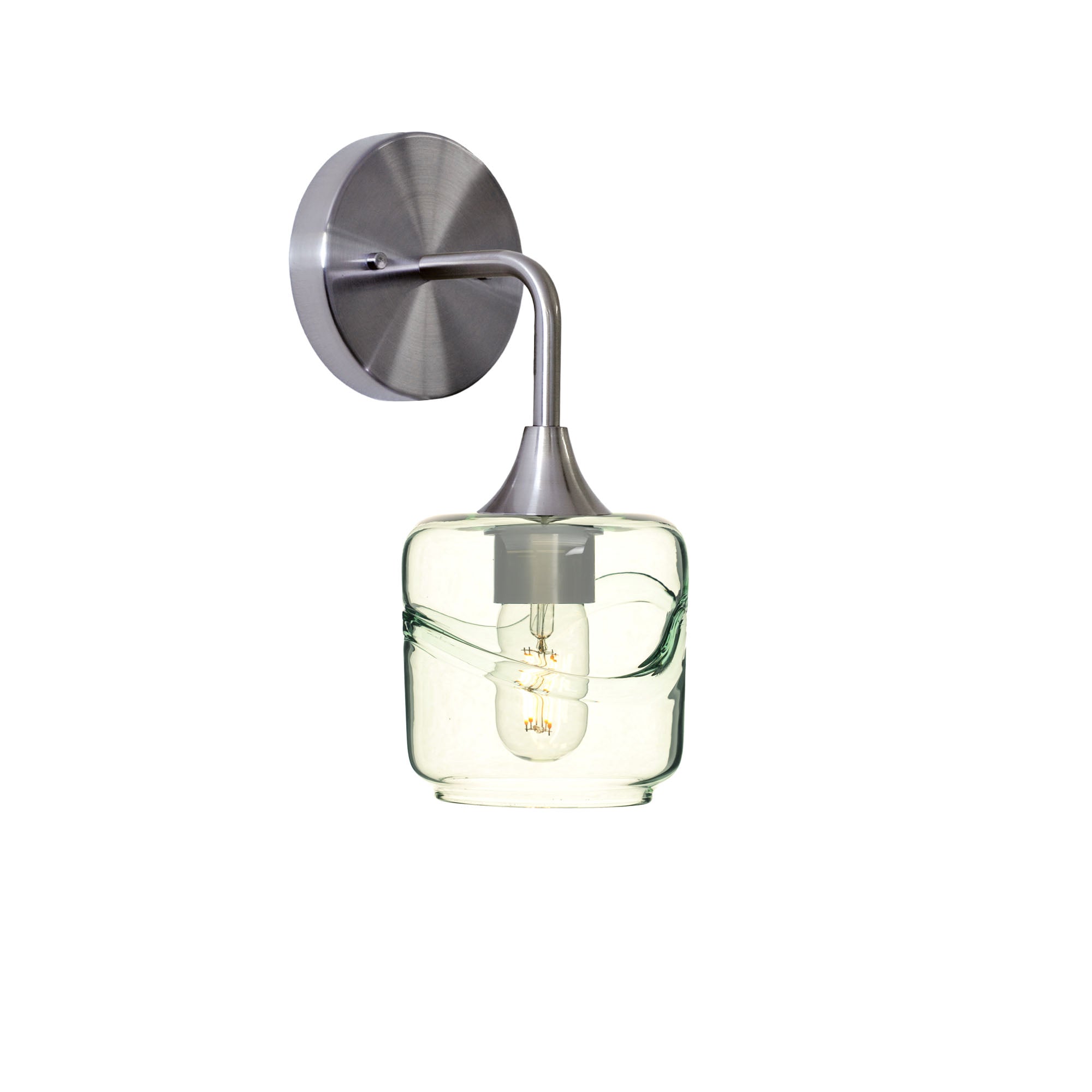 601 Interior Wall Sconce-Glass-Bicycle Glass Co-Swell-Eco Clear-Brushed Nickel-Bicycle Glass Co