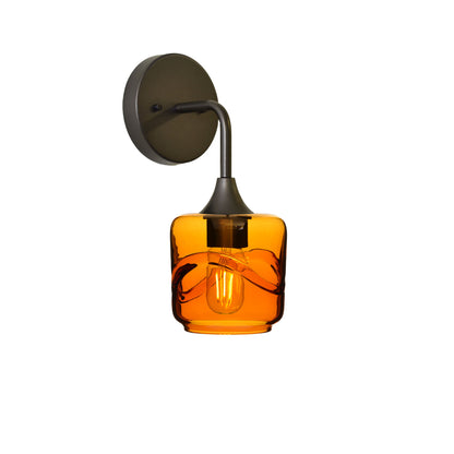 601 Interior Wall Sconce-Glass-Bicycle Glass Co-Swell-Golden Amber-Antique Bronze-Bicycle Glass Co