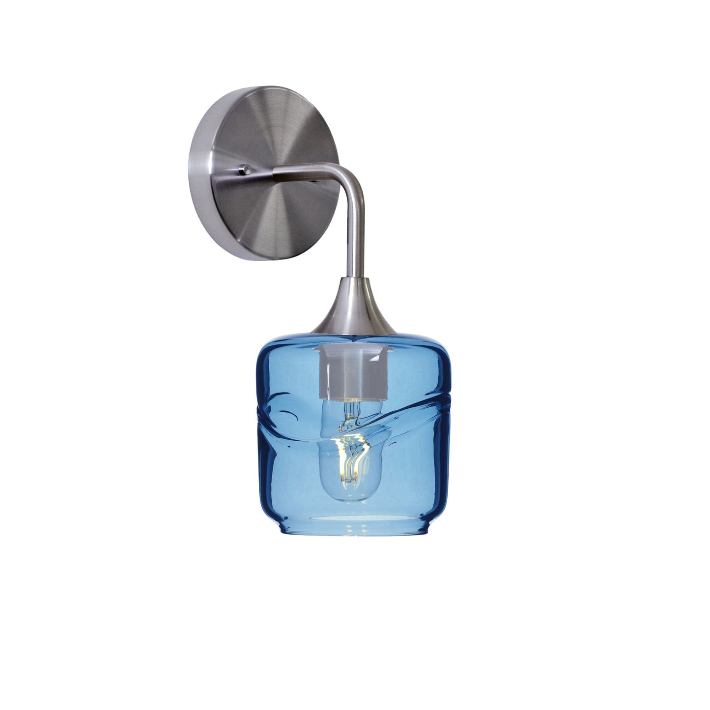 601 Interior Wall Sconce-Glass-Bicycle Glass Co-Swell-Steel Blue-Brushed Nickel-Bicycle Glass Co