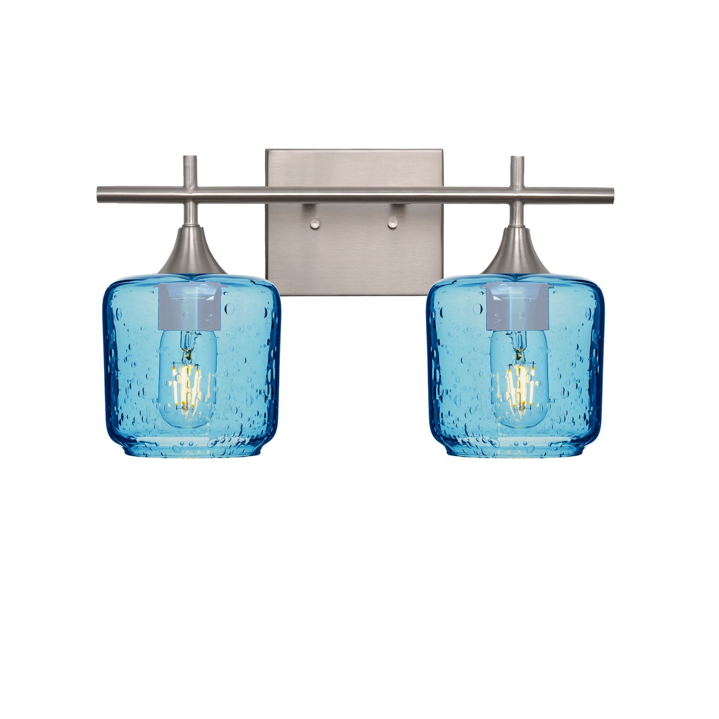 601 Lunar: 2 Light Wall Vanity-Glass-Bicycle Glass Co - Hotshop-Steel Blue-Brushed Nickel-Bicycle Glass Co