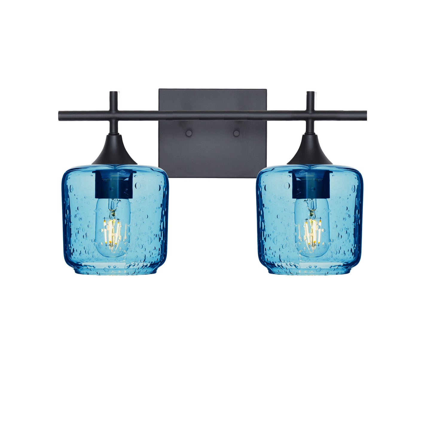 601 Lunar: 2 Light Wall Vanity-Glass-Bicycle Glass Co - Hotshop-Steel Blue-Matte Black-Bicycle Glass Co