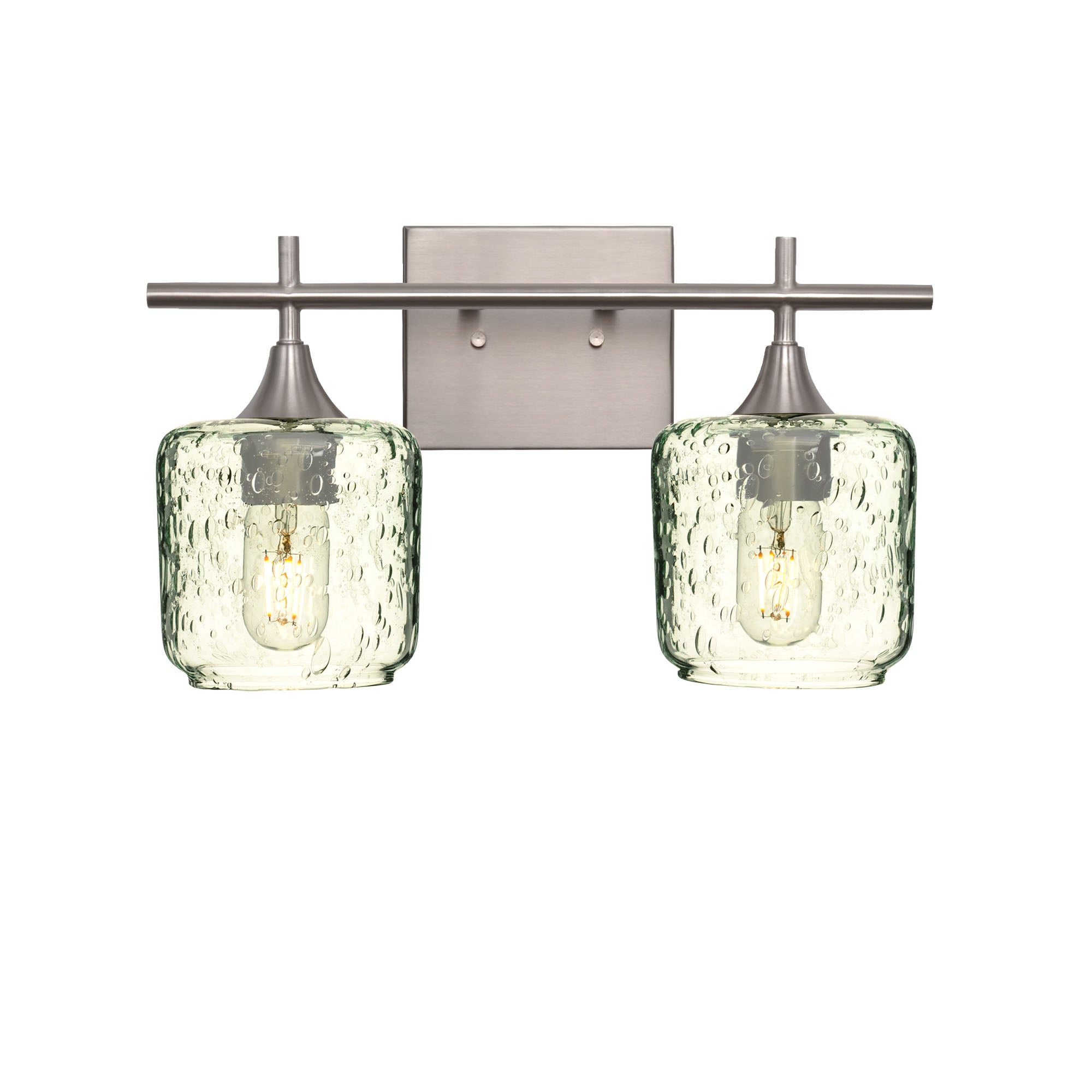 601 Lunar: 2 Light Wall Vanity-Glass-Bicycle Glass Co - Hotshop-Eco Clear-Brushed Nickel-Bicycle Glass Co