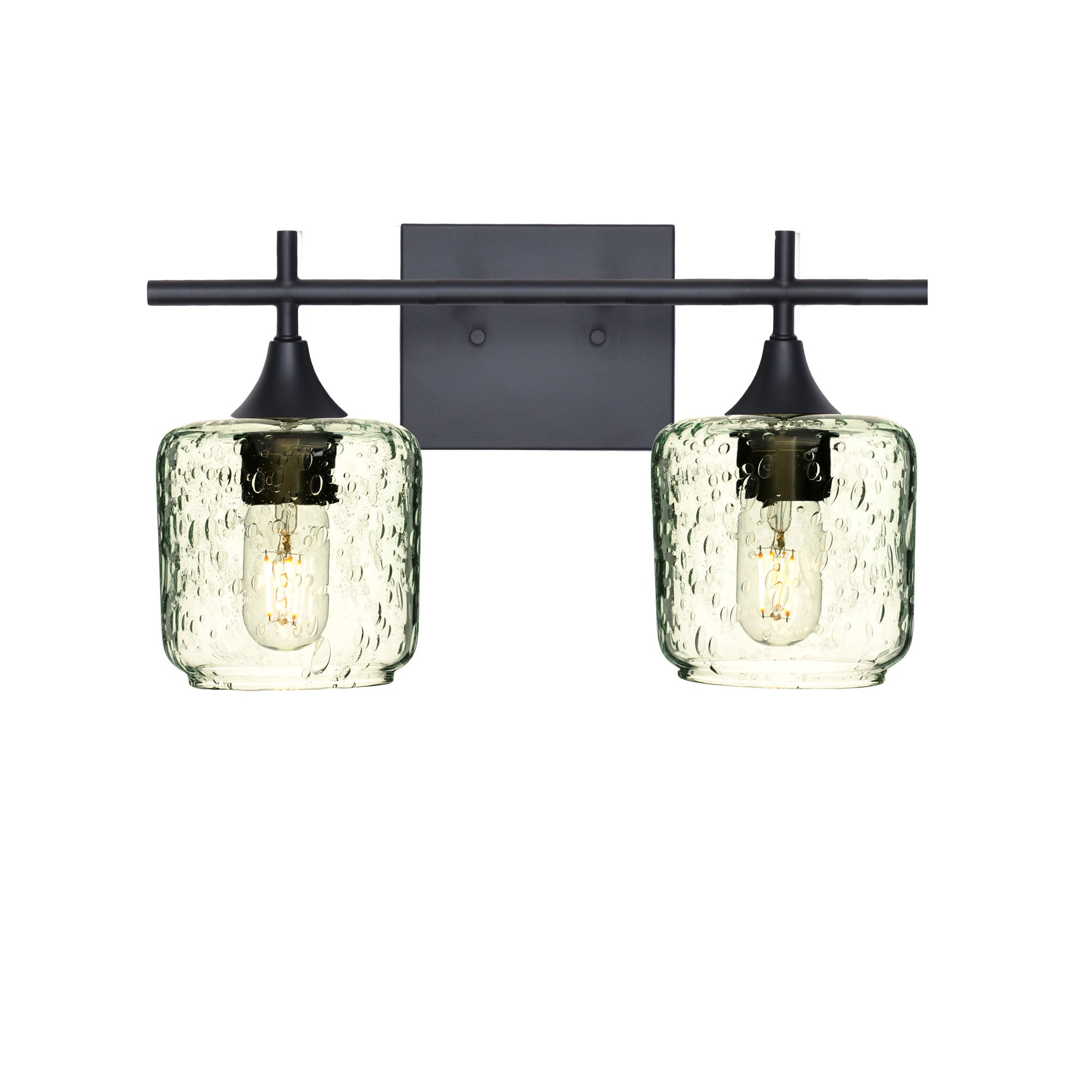 601 Lunar: 2 Light Wall Vanity-Glass-Bicycle Glass Co - Hotshop-Eco Clear-Matte Black-Bicycle Glass Co