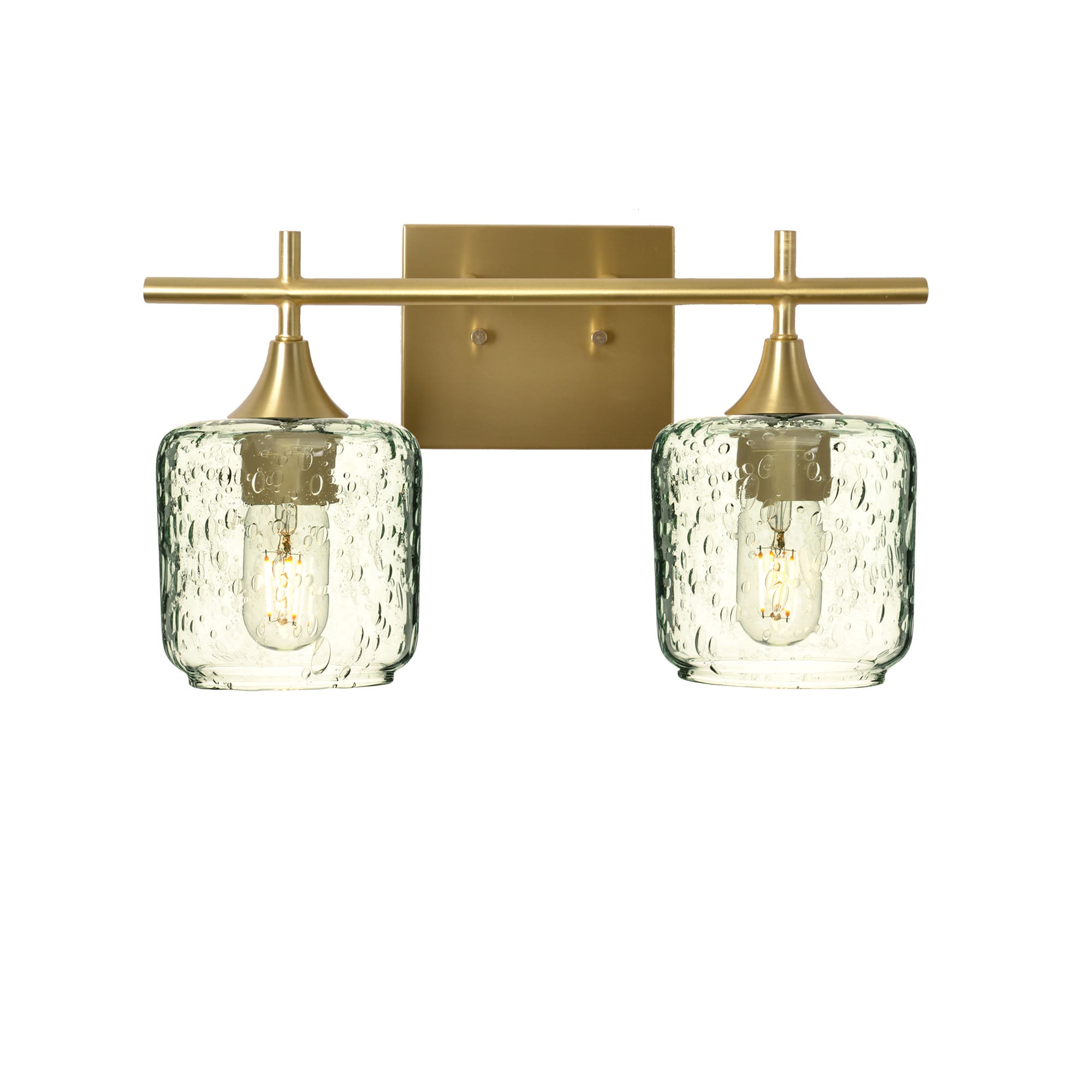 601 Lunar: 2 Light Wall Vanity-Glass-Bicycle Glass Co - Hotshop-Eco Clear-Polished Brass-Bicycle Glass Co