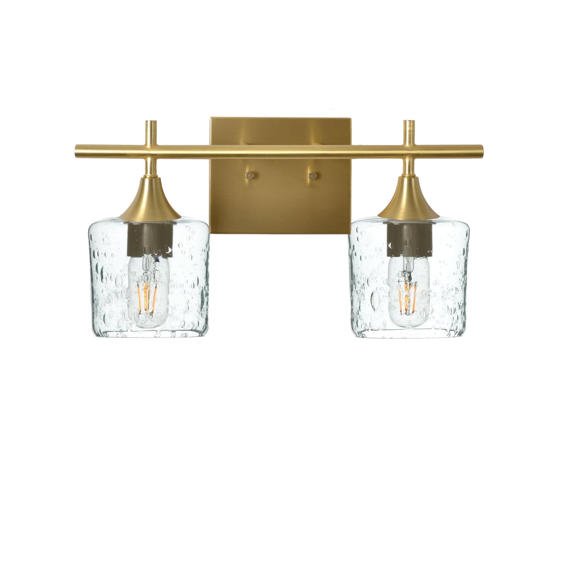 601 Lunar: 2 Light Wall Vanity-Glass-Bicycle Glass Co - Hotshop-Eco Clear-Satin Brass-Bicycle Glass Co