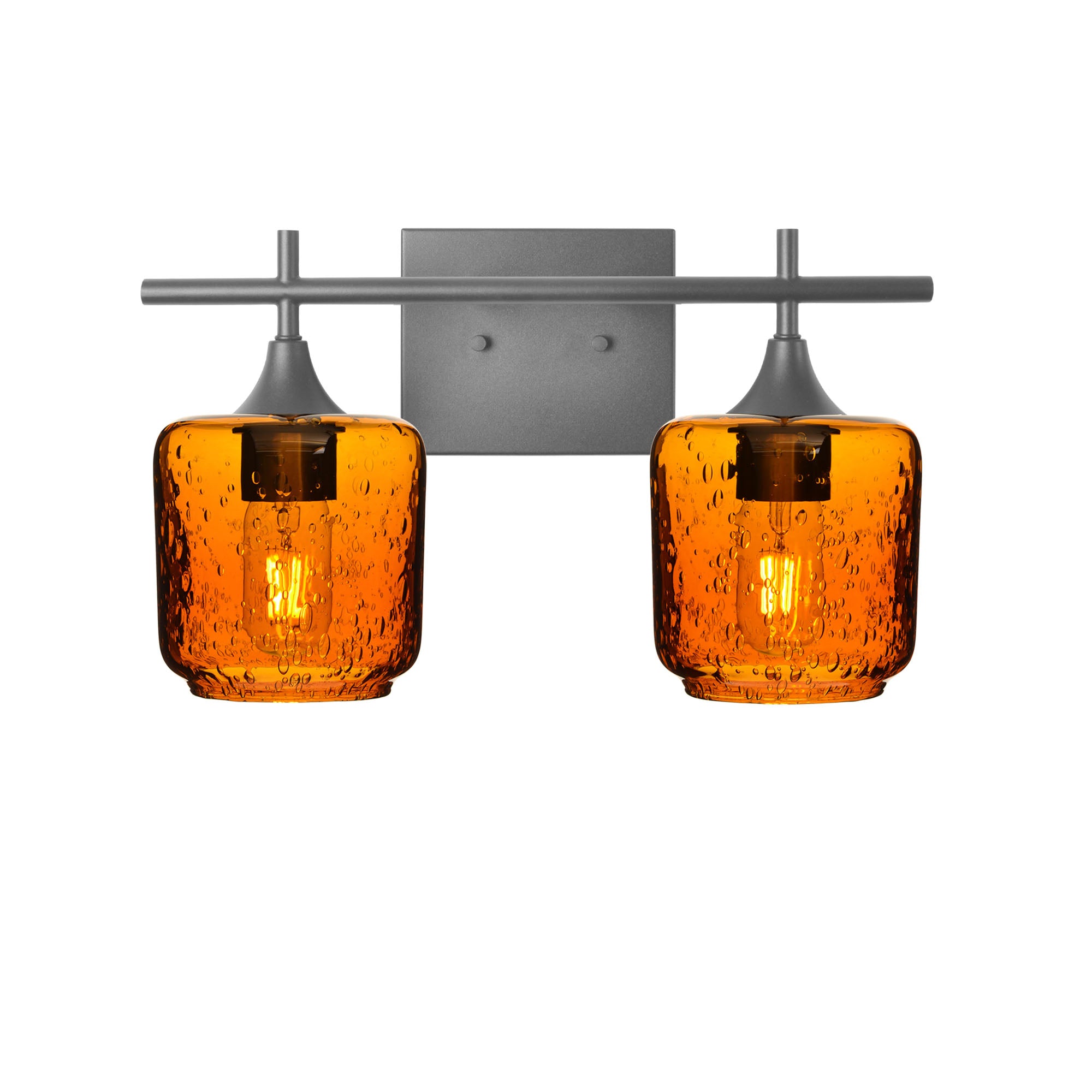 601 Lunar: 2 Light Wall Vanity-Glass-Bicycle Glass Co - Hotshop-Golden Amber-Antique Bronze-Bicycle Glass Co