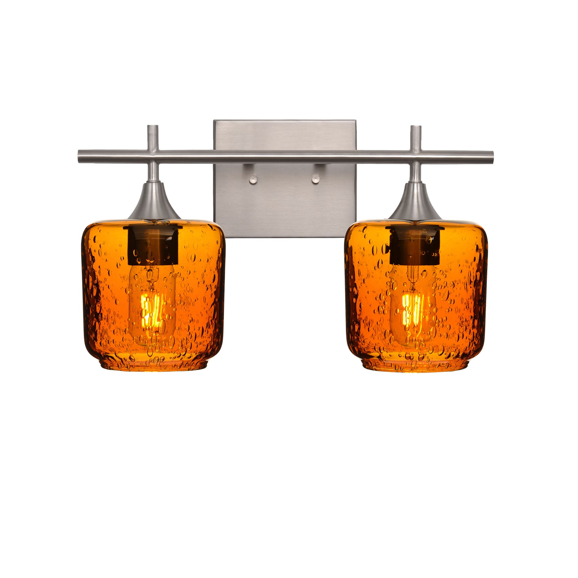 601 Lunar: 2 Light Wall Vanity-Glass-Bicycle Glass Co - Hotshop-Golden Amber-Brushed Nickel-Bicycle Glass Co