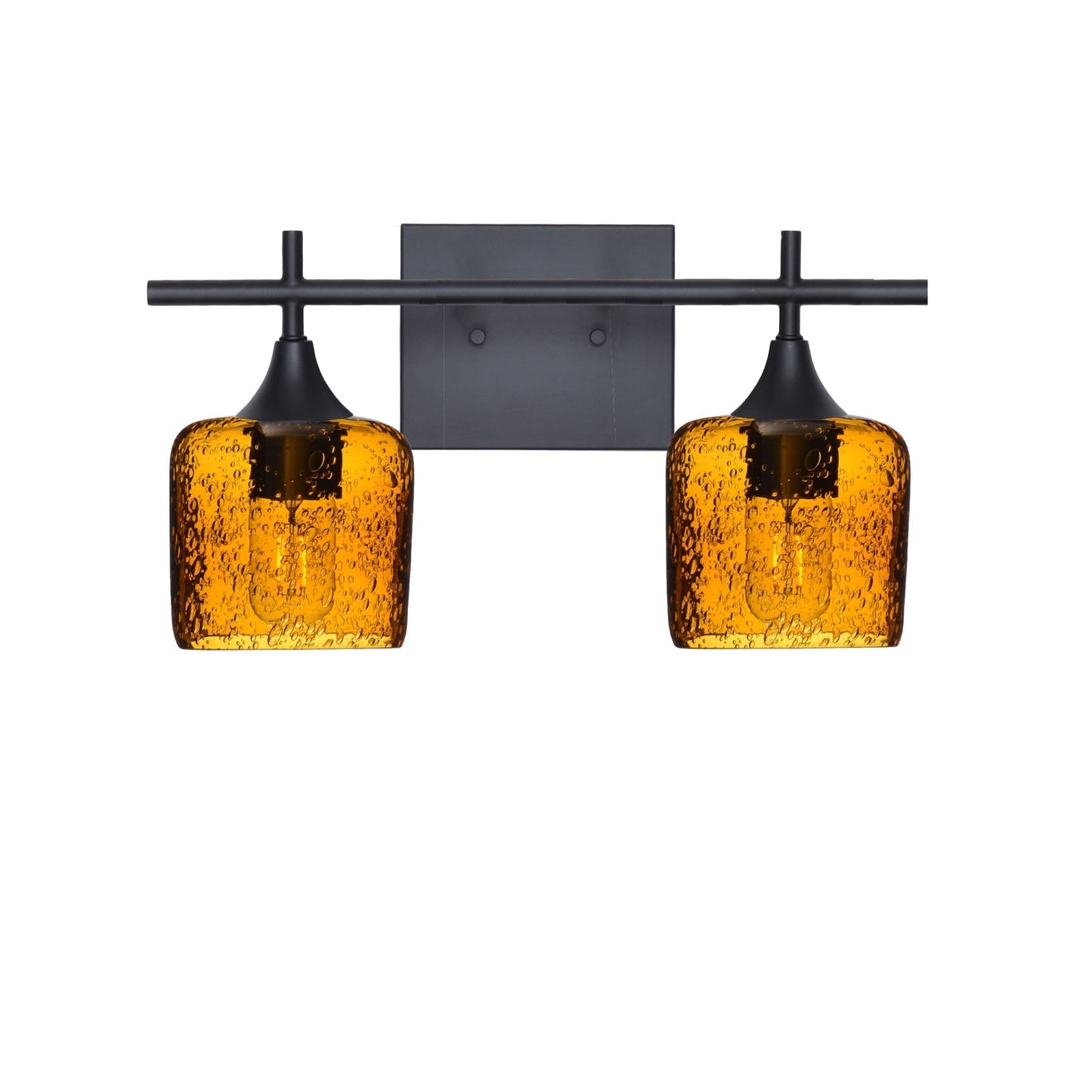 601 Lunar: 2 Light Wall Vanity-Glass-Bicycle Glass Co - Hotshop-Golden Amber-Matte Black-Bicycle Glass Co