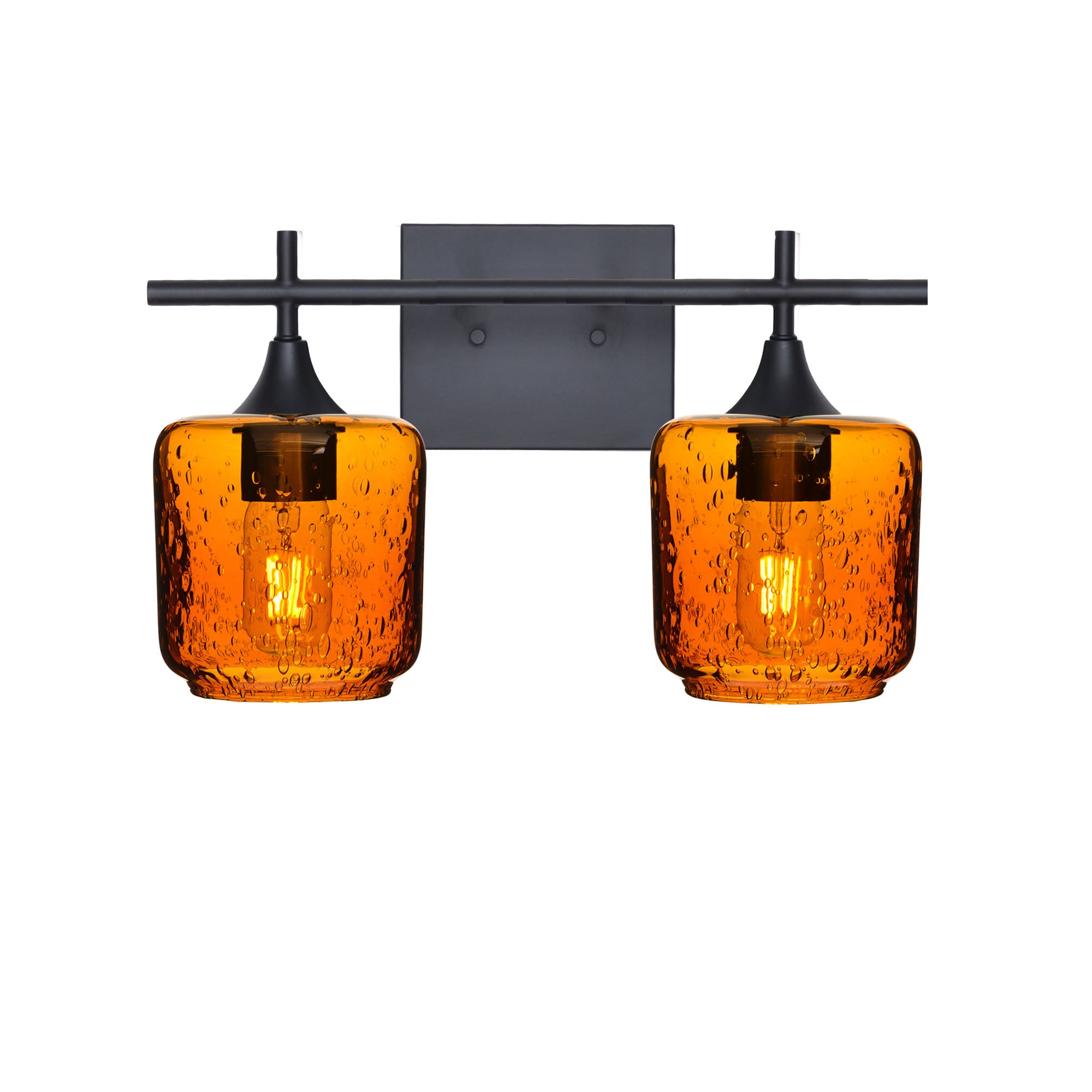 601 Lunar: 2 Light Wall Vanity-Glass-Bicycle Glass Co - Hotshop-Golden Amber-Matte Black-Bicycle Glass Co