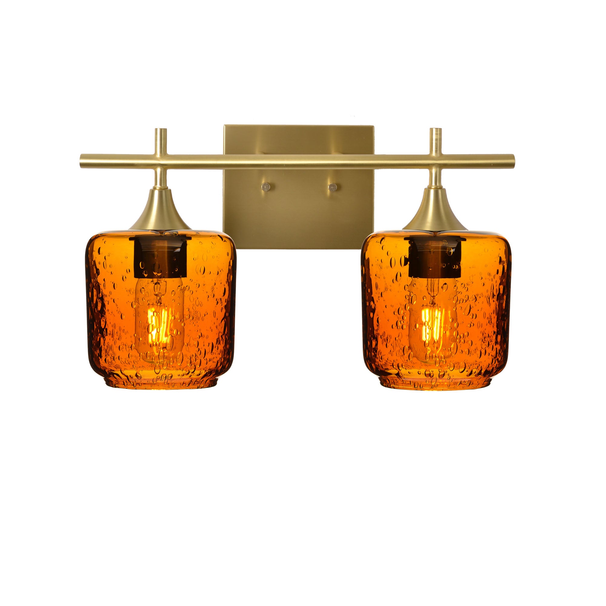 601 Lunar: 2 Light Wall Vanity-Glass-Bicycle Glass Co - Hotshop-Golden Amber-Polished Brass-Bicycle Glass Co