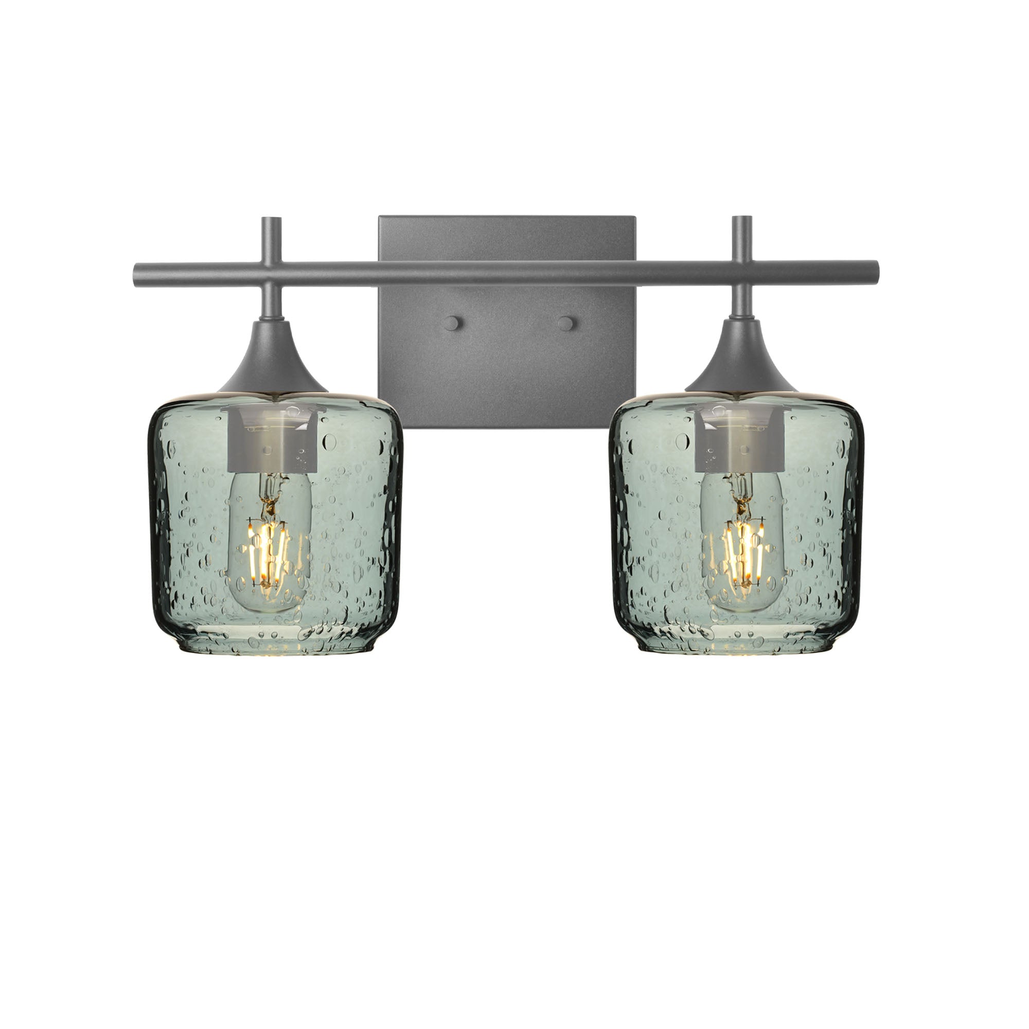 601 Lunar: 2 Light Wall Vanity-Glass-Bicycle Glass Co - Hotshop-Slate Gray-Antique Bronze-Bicycle Glass Co