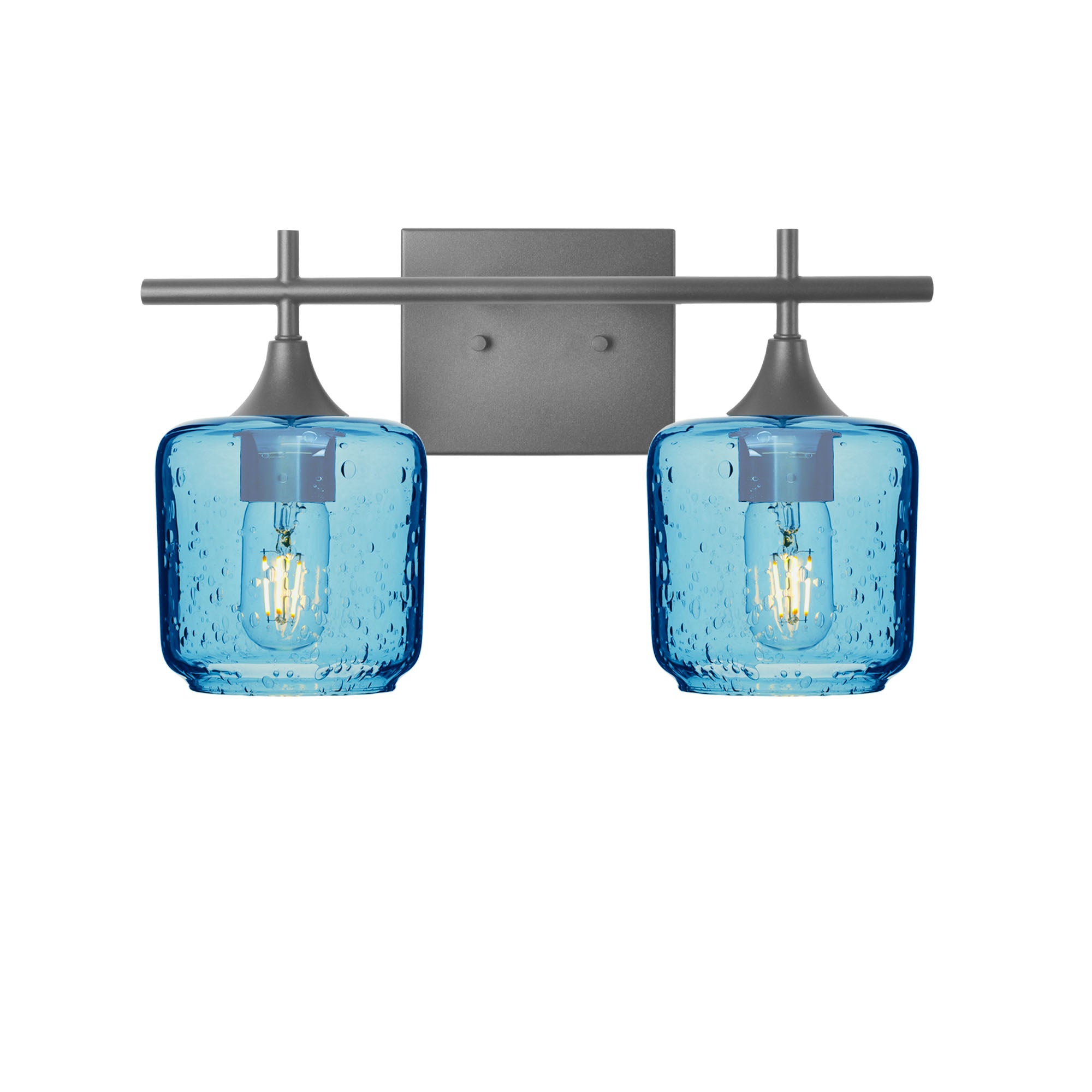 601 Lunar: 2 Light Wall Vanity-Glass-Bicycle Glass Co - Hotshop-Steel Blue-Antique Bronze-Bicycle Glass Co