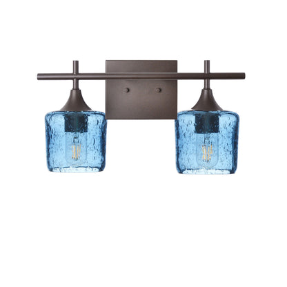 601 Lunar: 2 Light Wall Vanity-Glass-Bicycle Glass Co - Hotshop-Steel Blue-Dark Bronze-Bicycle Glass Co