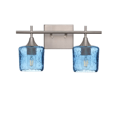 601 Lunar: 2 Light Wall Vanity-Glass-Bicycle Glass Co - Hotshop-Steel Blue-Brushed Nickel-Bicycle Glass Co