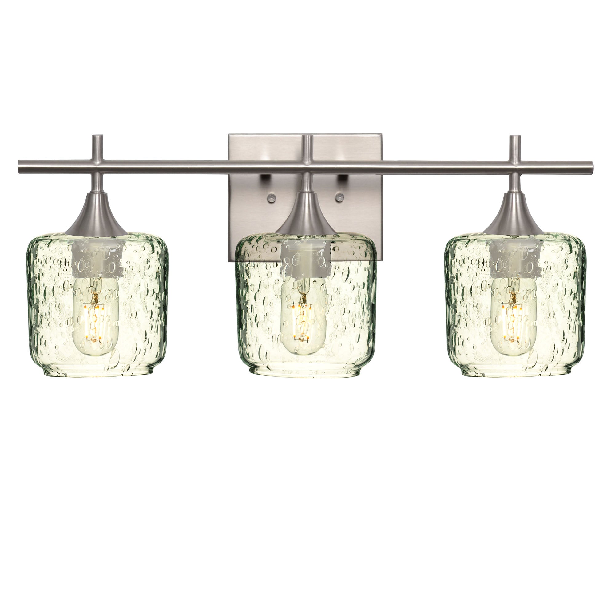 601 Lunar: 3 Light Wall Vanity-Glass-Bicycle Glass Co - Hotshop-Eco Clear-Brushed Nickel-Bicycle Glass Co