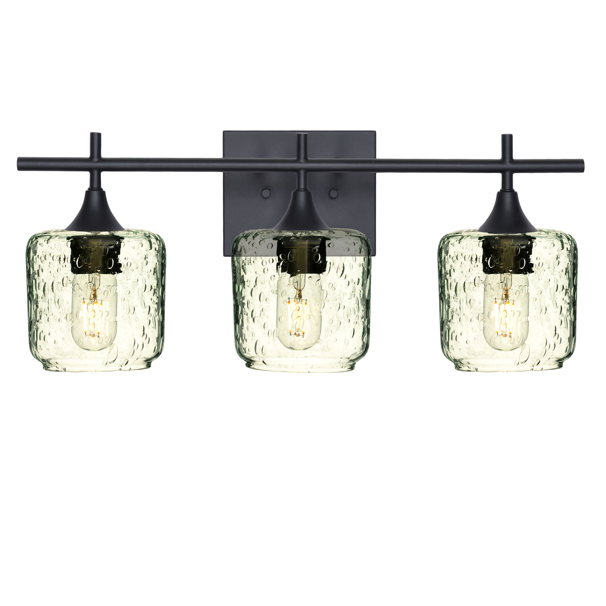 601 Lunar: 3 Light Wall Vanity-Glass-Bicycle Glass Co - Hotshop-Eco Clear-Matte Black-Bicycle Glass Co