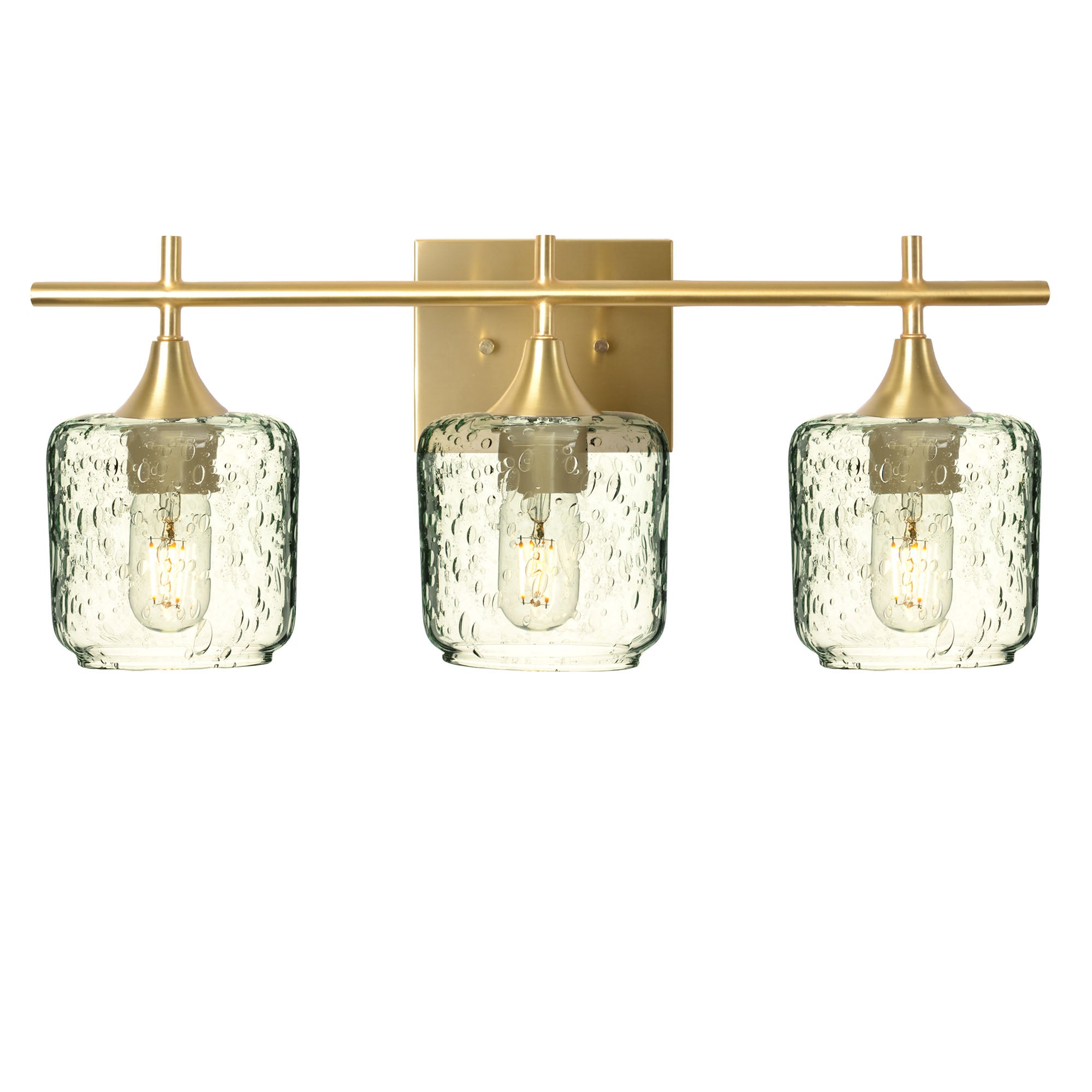601 Lunar: 3 Light Wall Vanity-Glass-Bicycle Glass Co - Hotshop-Eco Clear-Polished Brass-Bicycle Glass Co