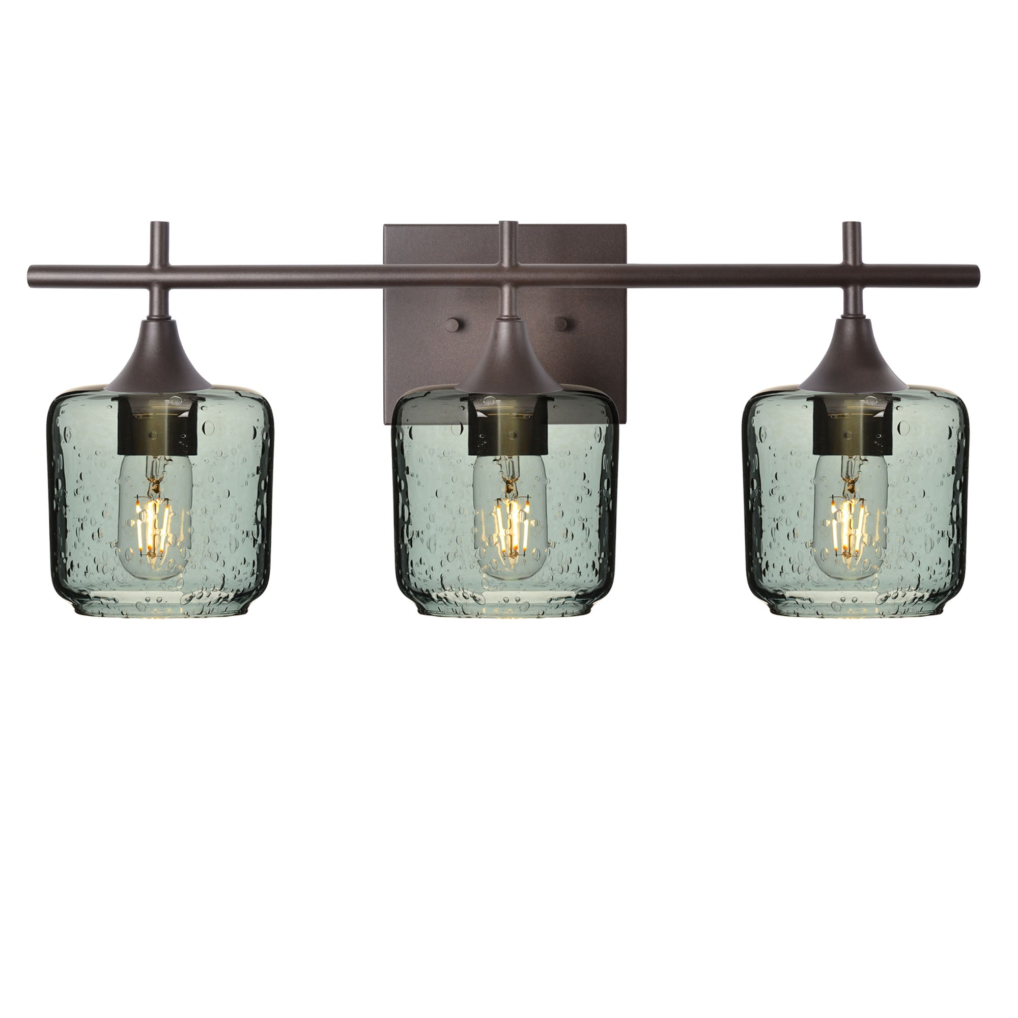 601 Lunar: 3 Light Wall Vanity-Glass-Bicycle Glass Co - Hotshop-Slate Gray-Antique Bronze-Bicycle Glass Co