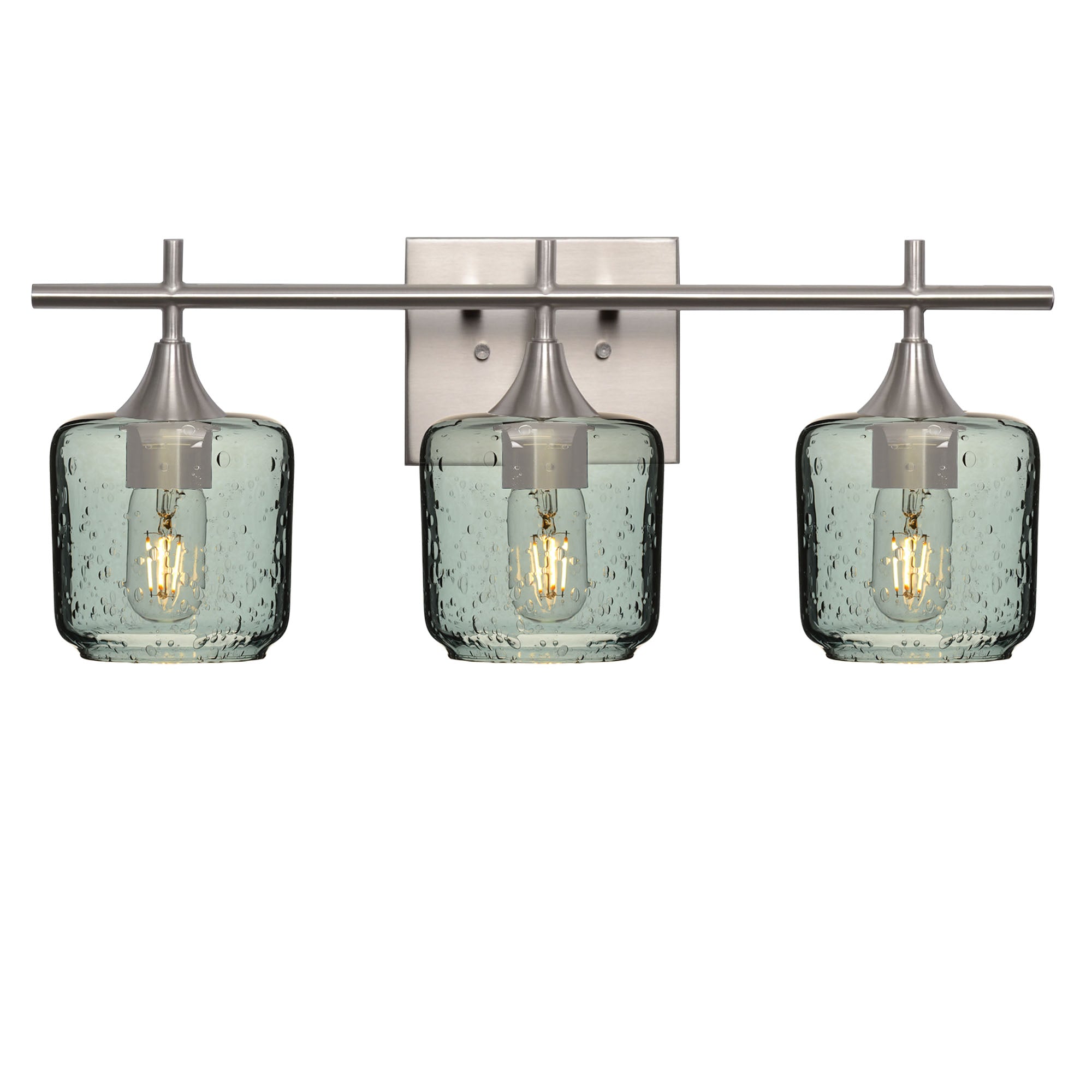 601 Lunar: 3 Light Wall Vanity-Glass-Bicycle Glass Co - Hotshop-Slate Gray-Brushed Nickel-Bicycle Glass Co