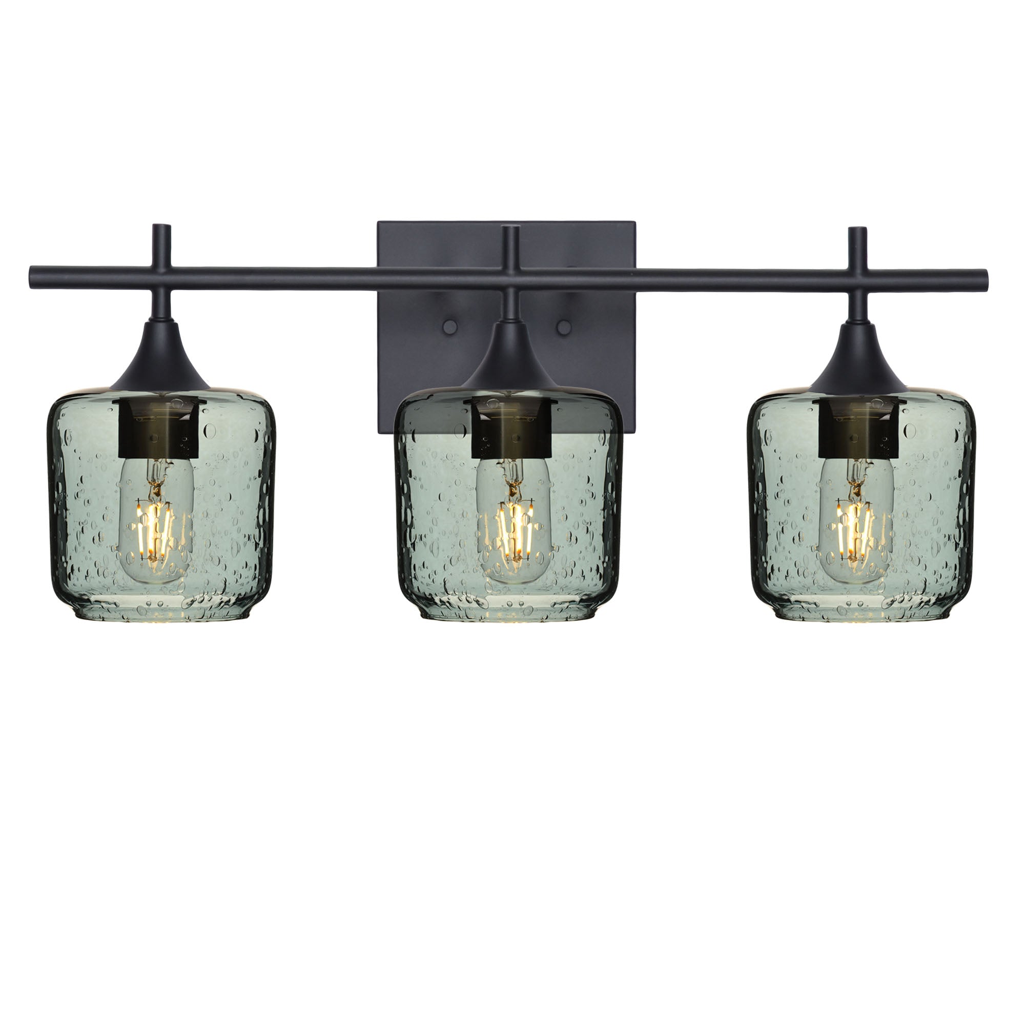 601 Lunar: 3 Light Wall Vanity-Glass-Bicycle Glass Co - Hotshop-Slate Gray-Matte Black-Bicycle Glass Co