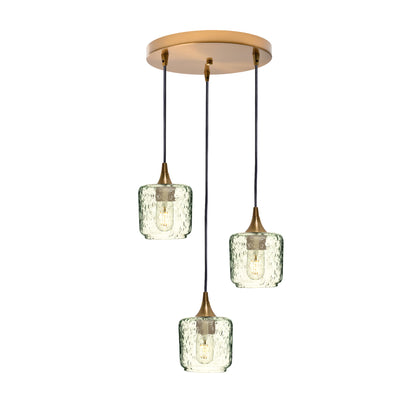 601 Lunar: 3 Pendant Cascade Chandelier-Glass-Bicycle Glass Co - Hotshop-Eco Clear-Polished Brass-Bicycle Glass Co
